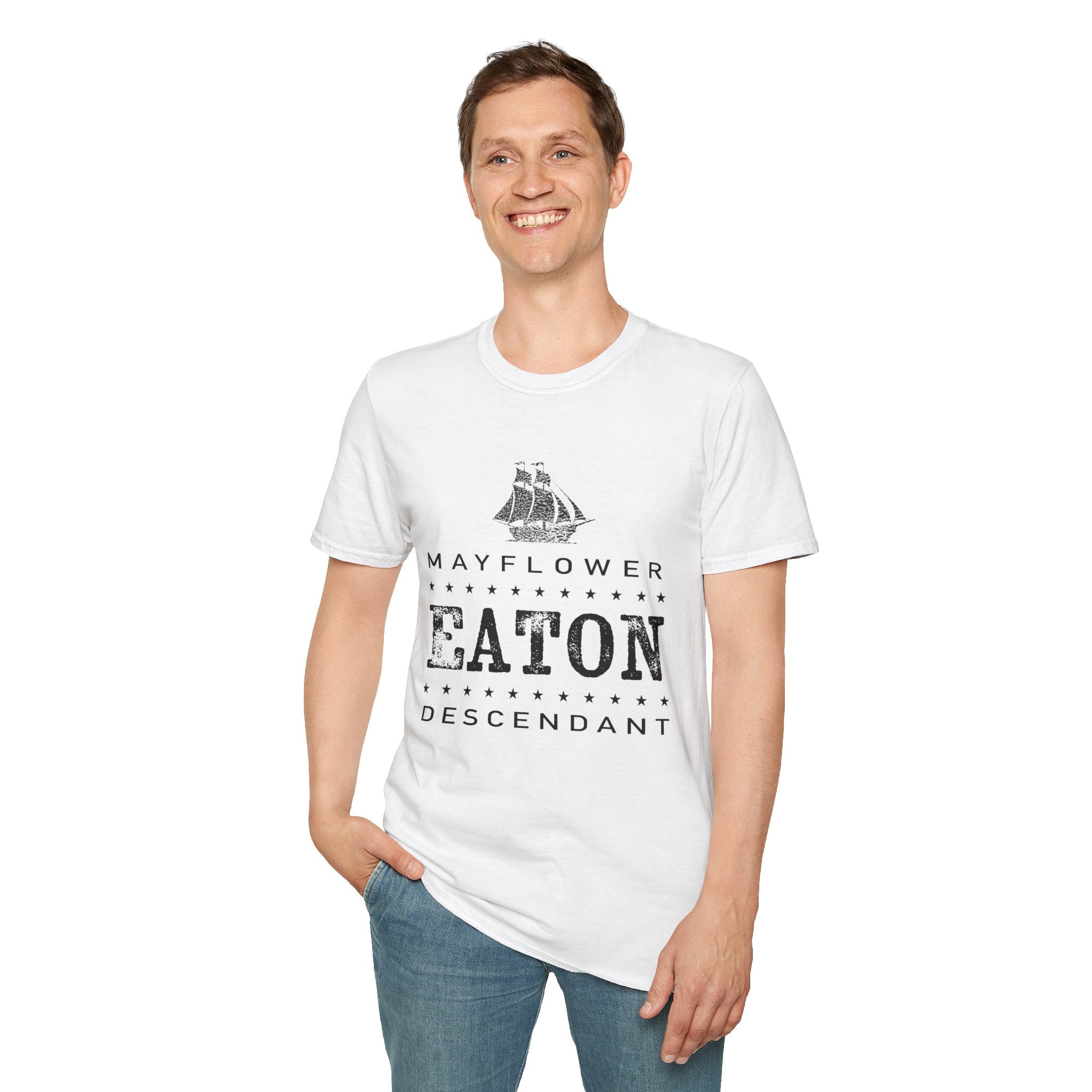 Mayflower Tee with Distressed Vintage Motif | Eaton Lineage