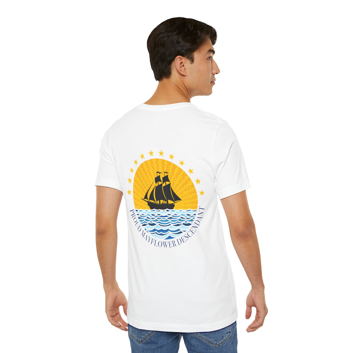 Proud Mayflower Descendant Crewneck Tee - Extra Large Sizes