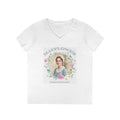 "Mayflower Maiden" Brunette Portrait V-Neck Tee - Extra Large Sizes