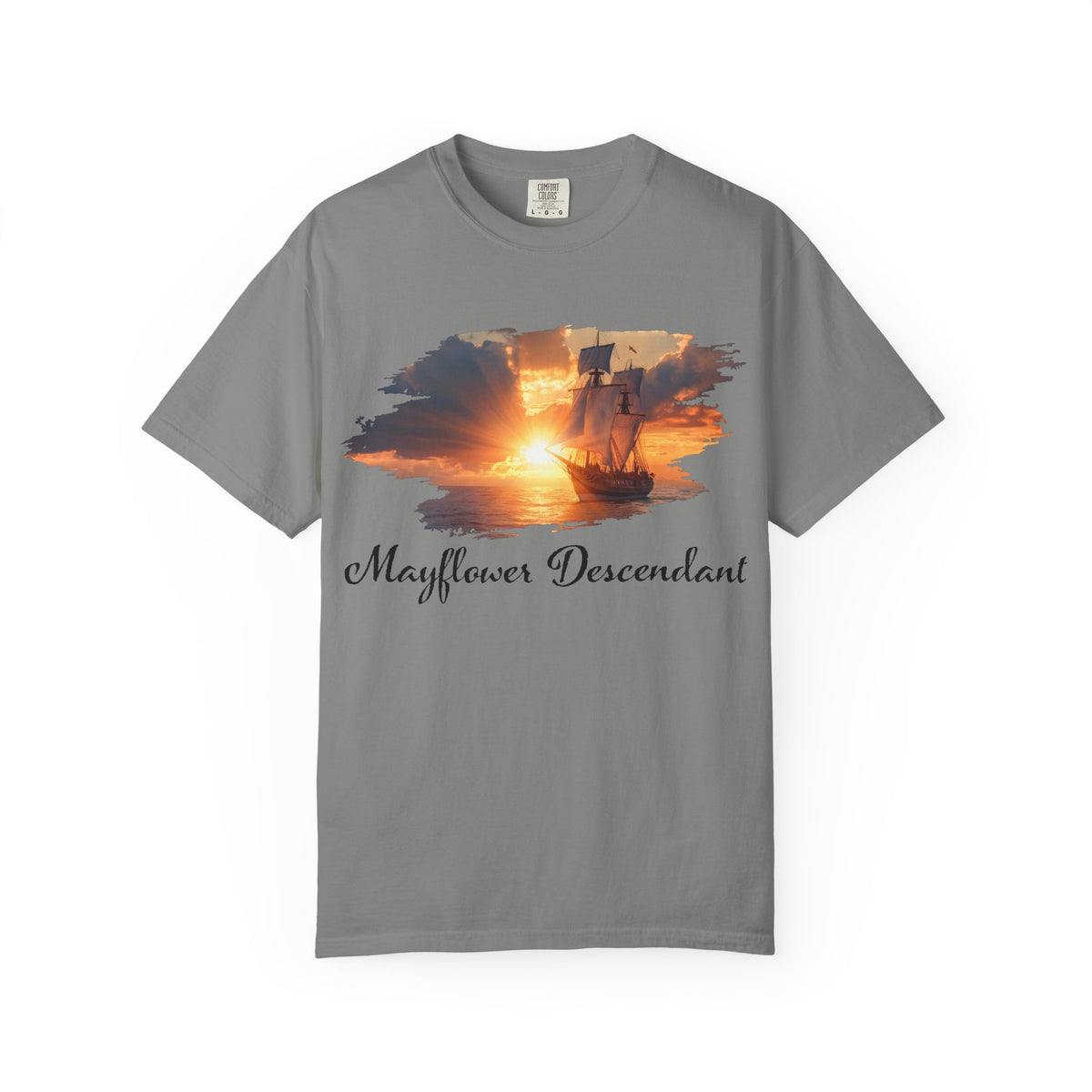Mayflower at Sunset — Pilgrim Descendant Unisex Tee