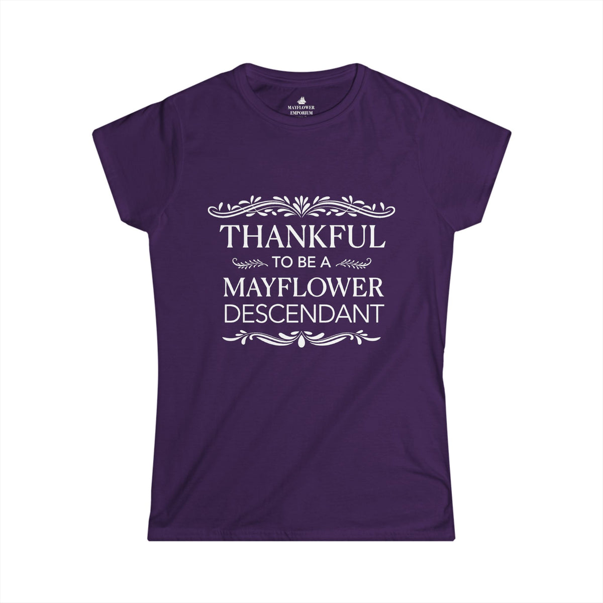 Women's Mayflower Descendant Tee with a Thankful Message - Extra Large Sizes