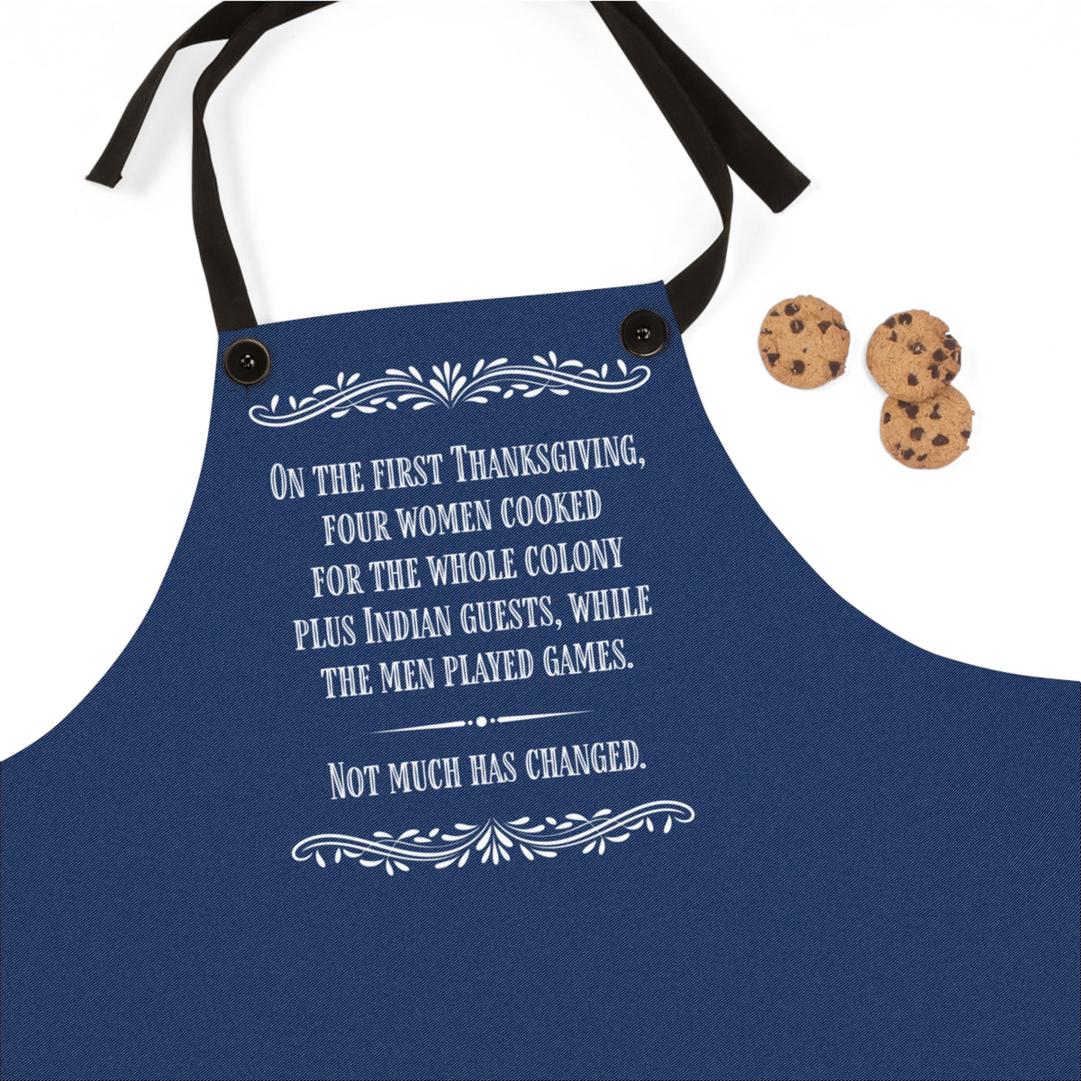 Navy Blue Thanksgiving Apron — Vintage Humor Kitchen Apron