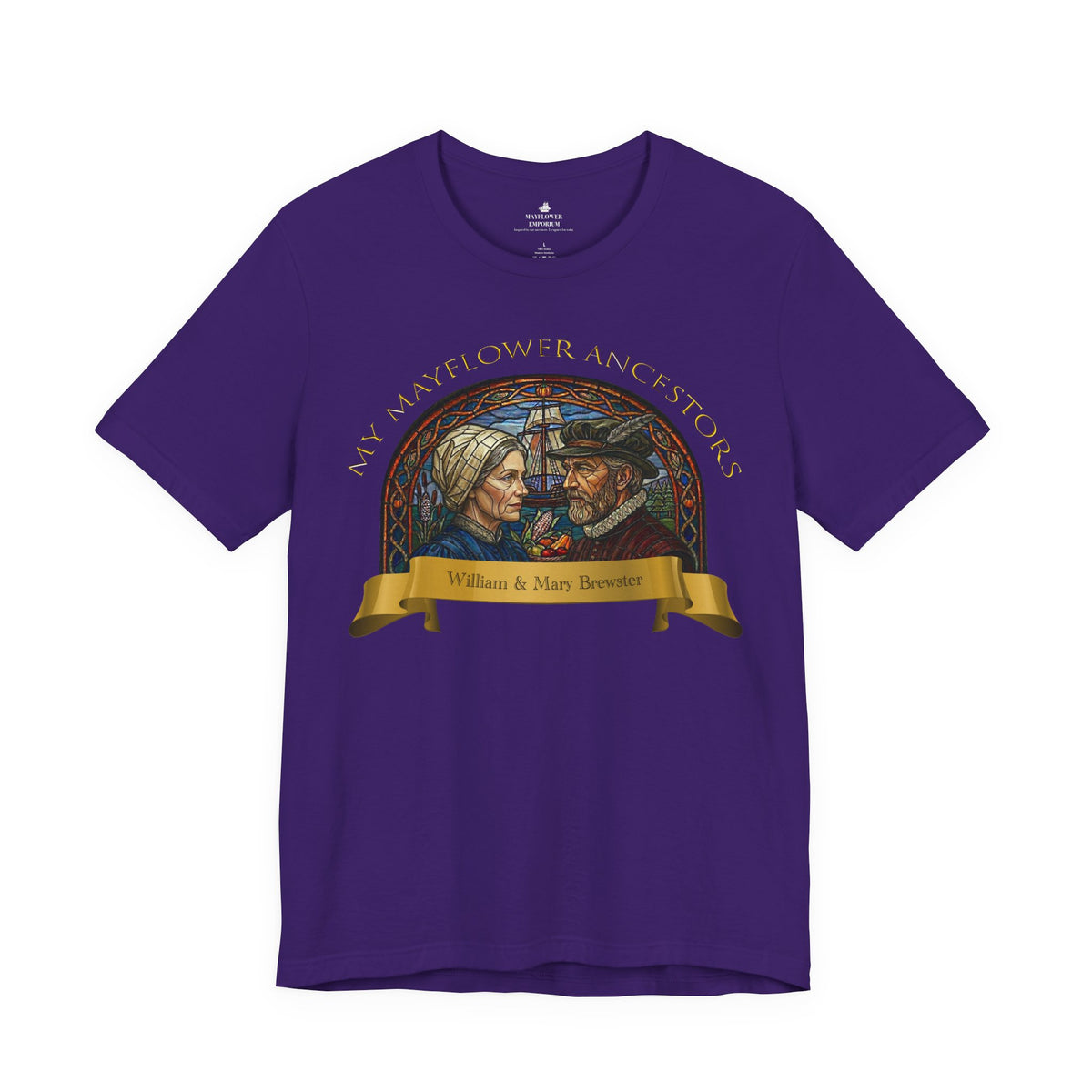 Mayflower Pilgrim “Stained Glass” Tee — William and Mary Brewster