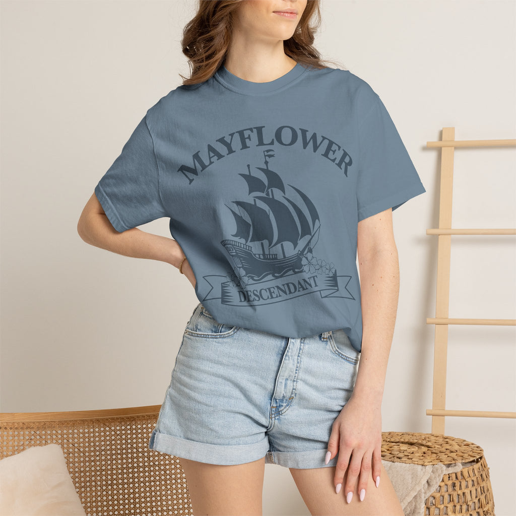 Mayflower Descendant T-Shirt | Pilgrim Ship Heritage Tee, Extra Large Sizes