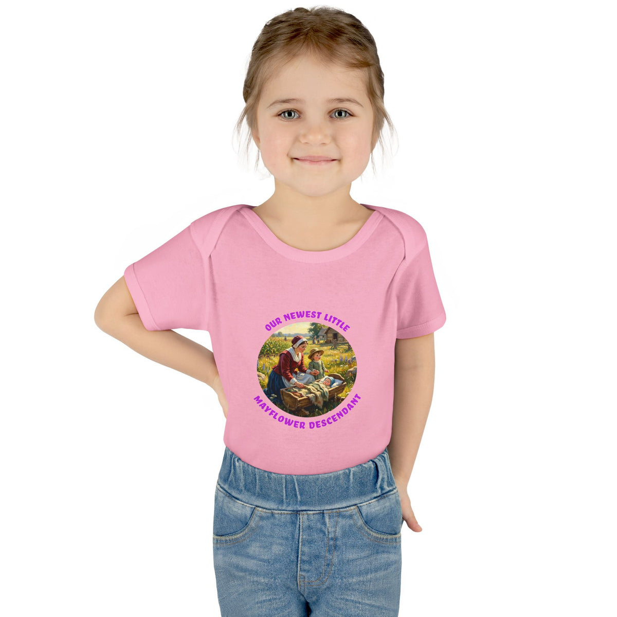 Infant Girl's "Newest Little Mayflower Descendant" Bodysuit