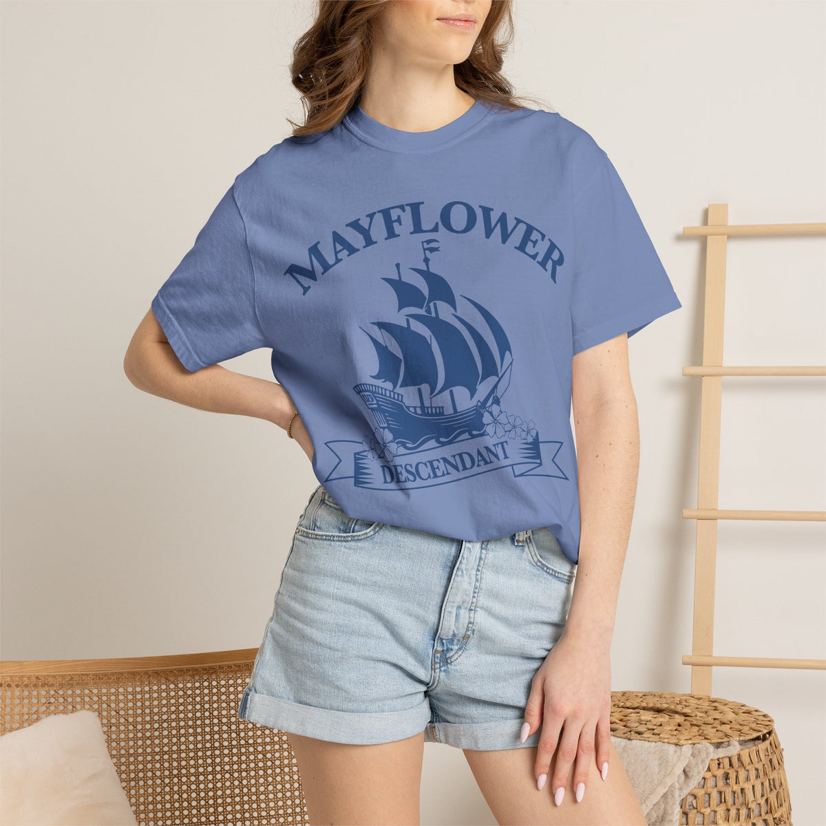 Mayflower Descendant T-Shirt | Pilgrim Ship Heritage Tee, Extra Large Sizes