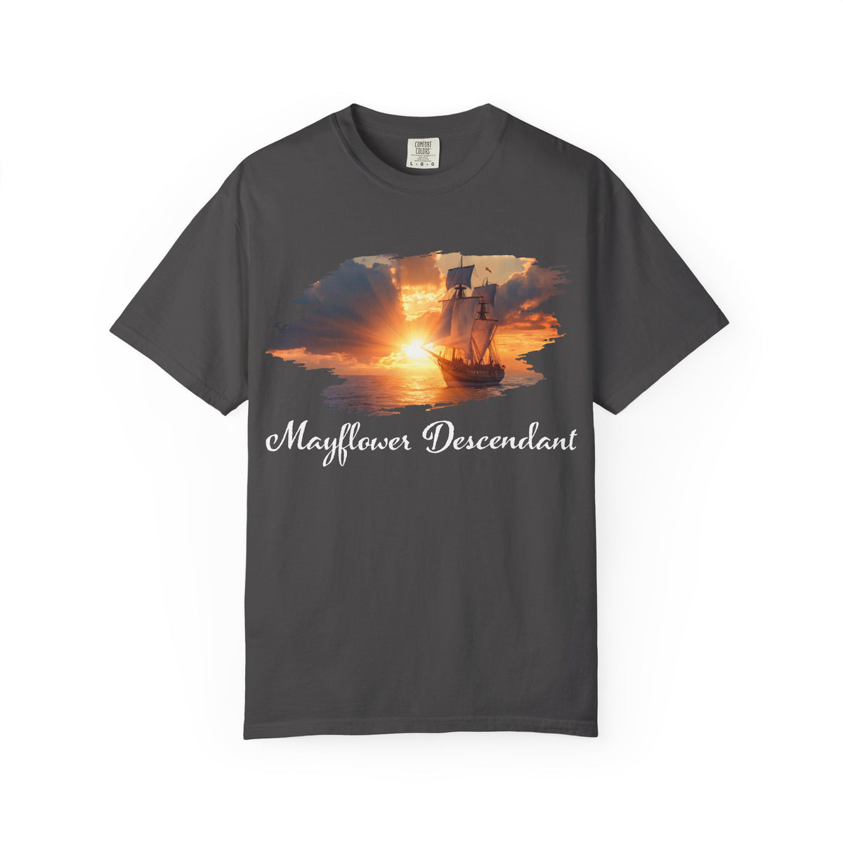 Mayflower at Sunset — Pilgrim Descendant Unisex Tee