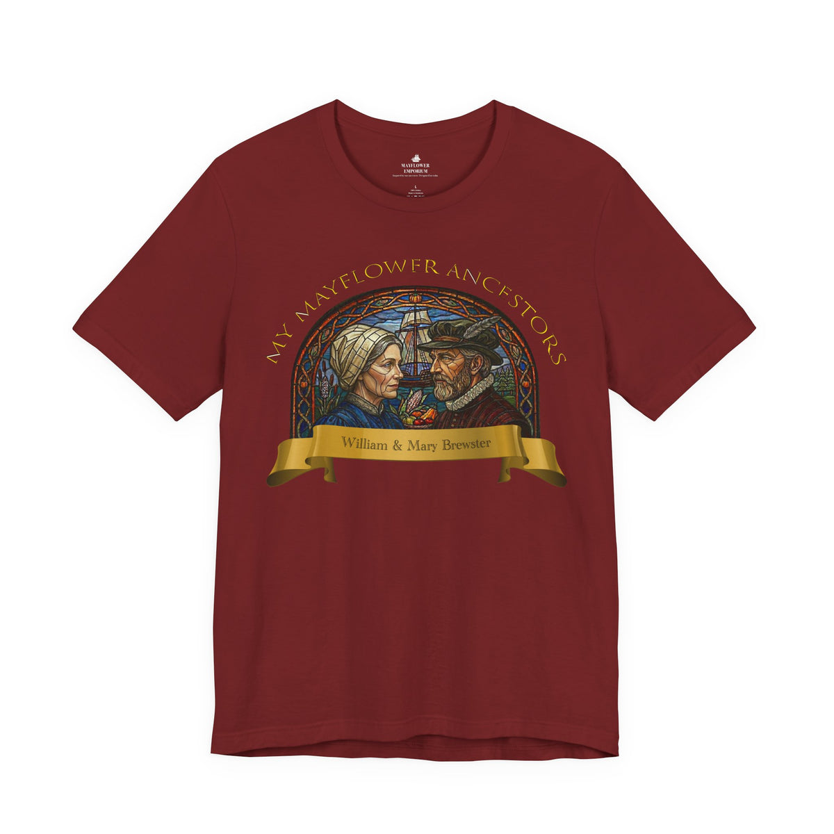 Mayflower Pilgrim “Stained Glass” Tee — William and Mary Brewster