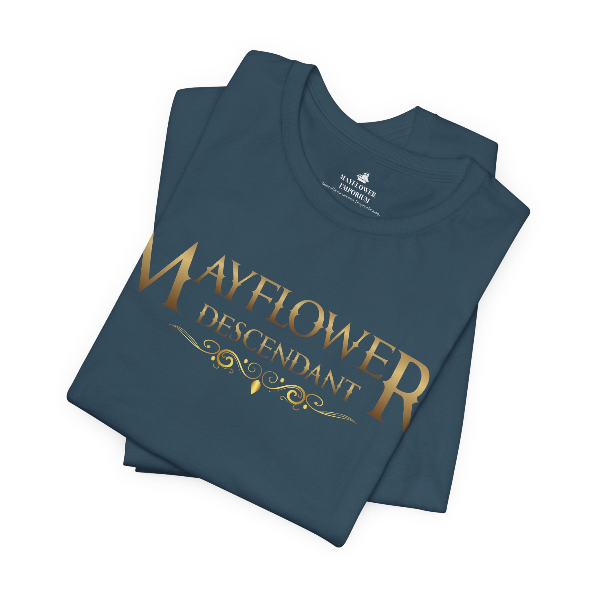 Mayflower Descendant T‑Shirt — Framed in Gold