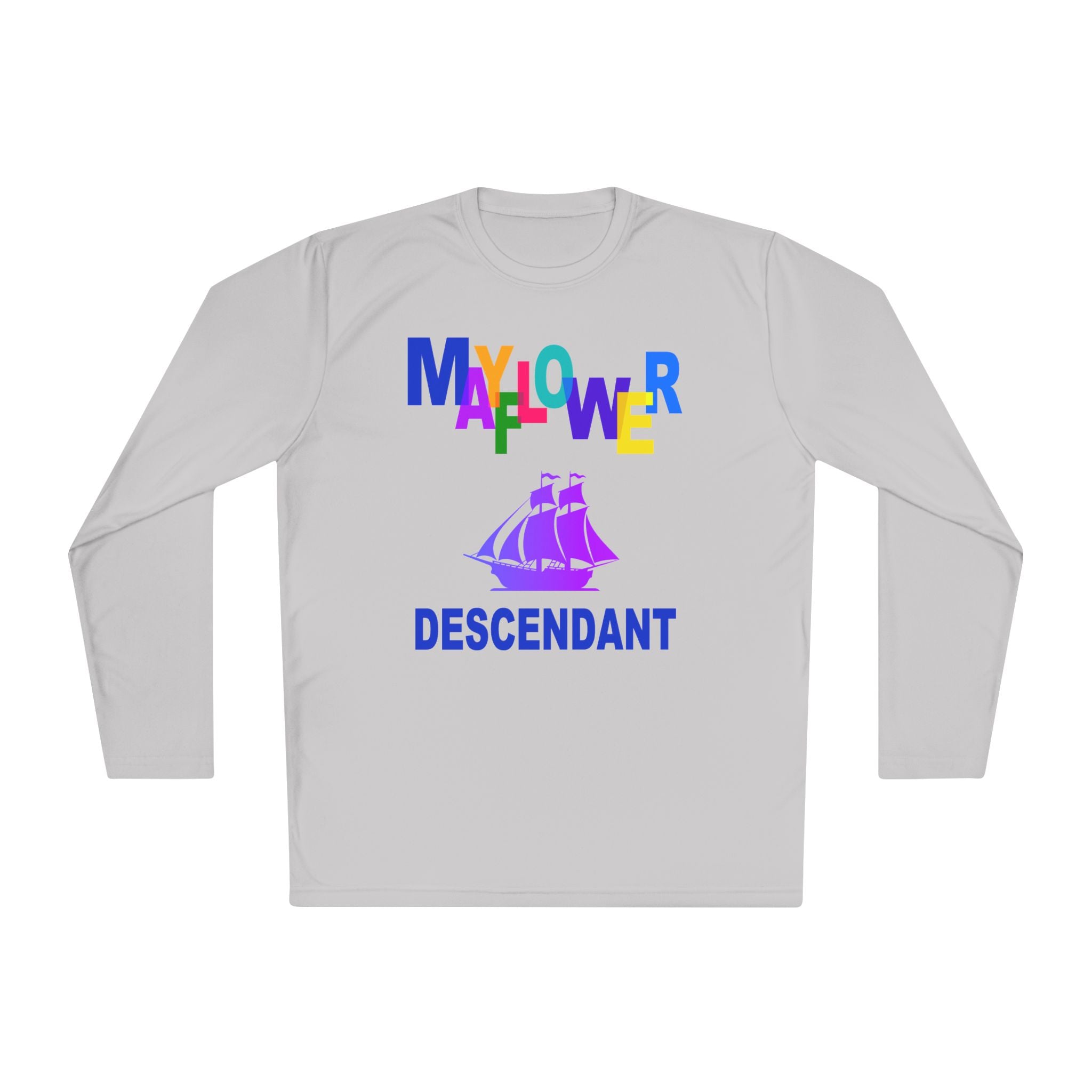 Mayflower Descendant Long Sleeve Tee — Colorful Heritage Design