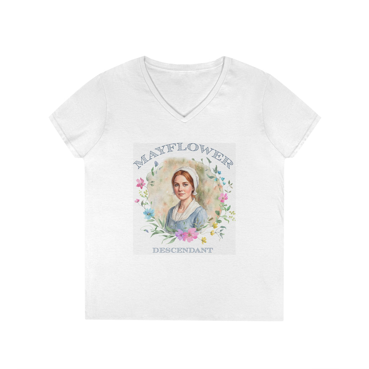 "Mayflower Maiden" Redhead Portrait V-Neck Tee