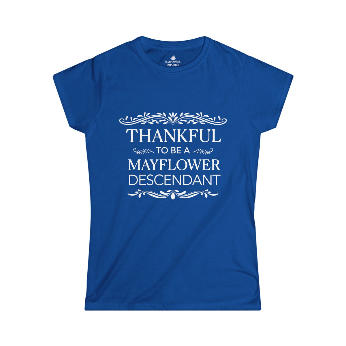 Women's Mayflower Descendant Tee with a Thankful Message - Extra Large Sizes