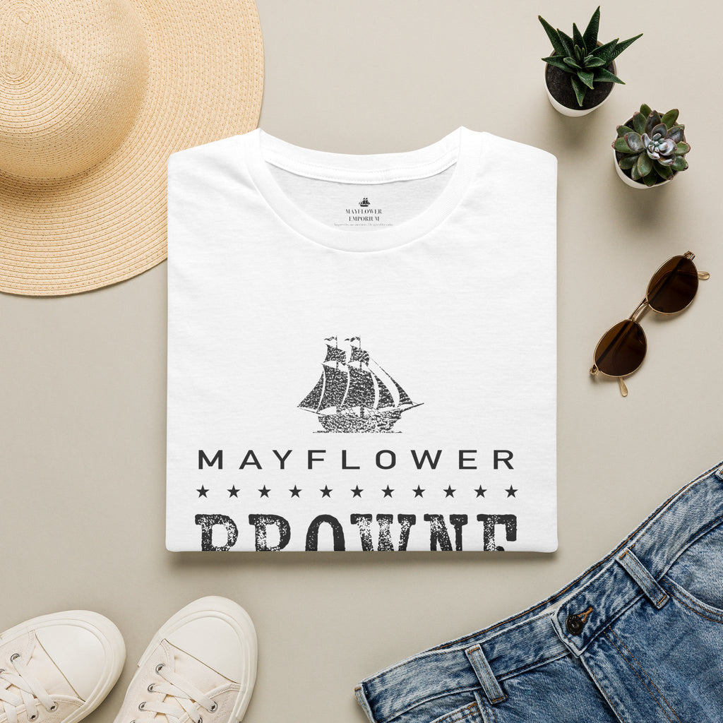 Mayflower Tee with Distressed Vintage Motif | Browne Lineage