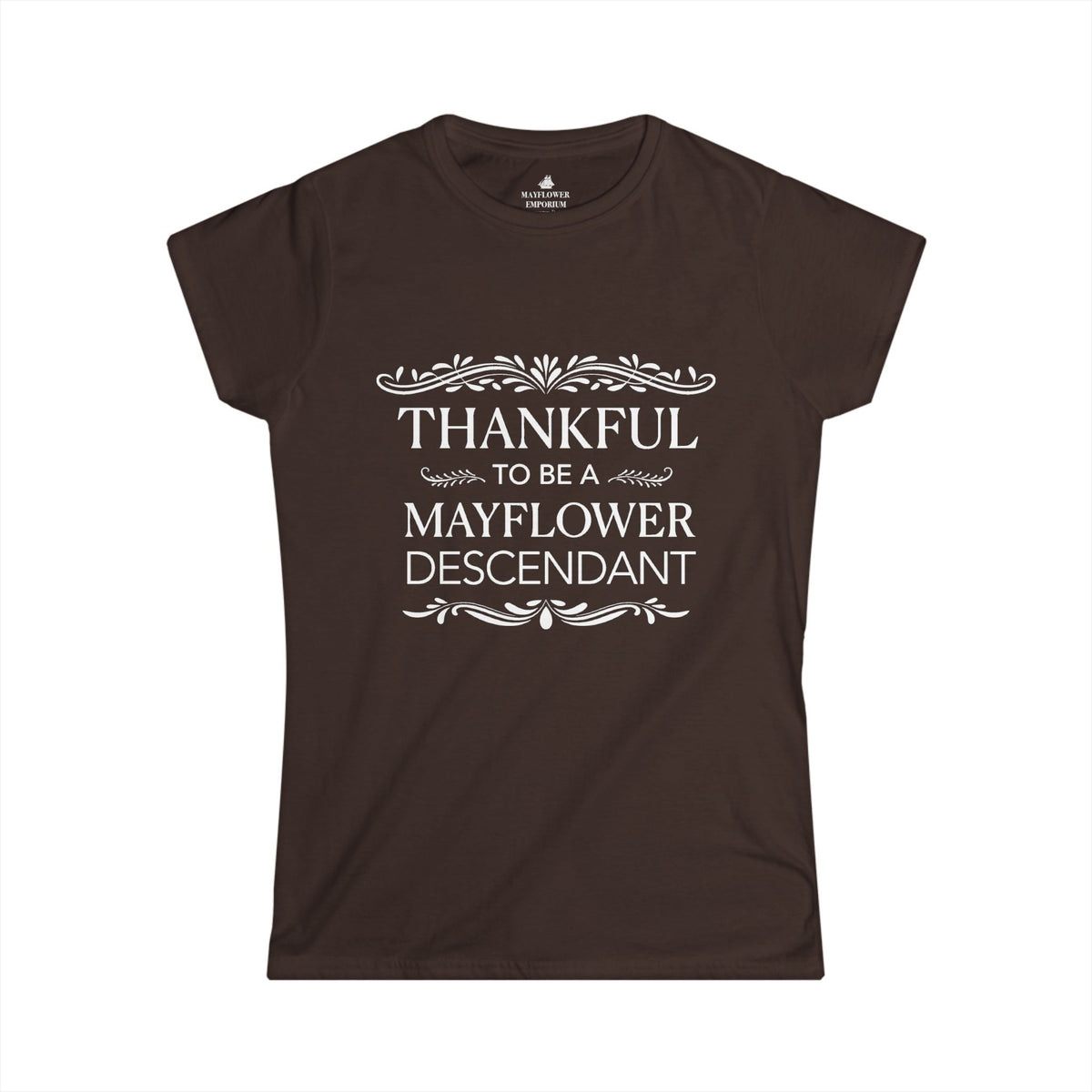 Women's Mayflower Descendant Tee with a Thankful Message - Extra Large Sizes