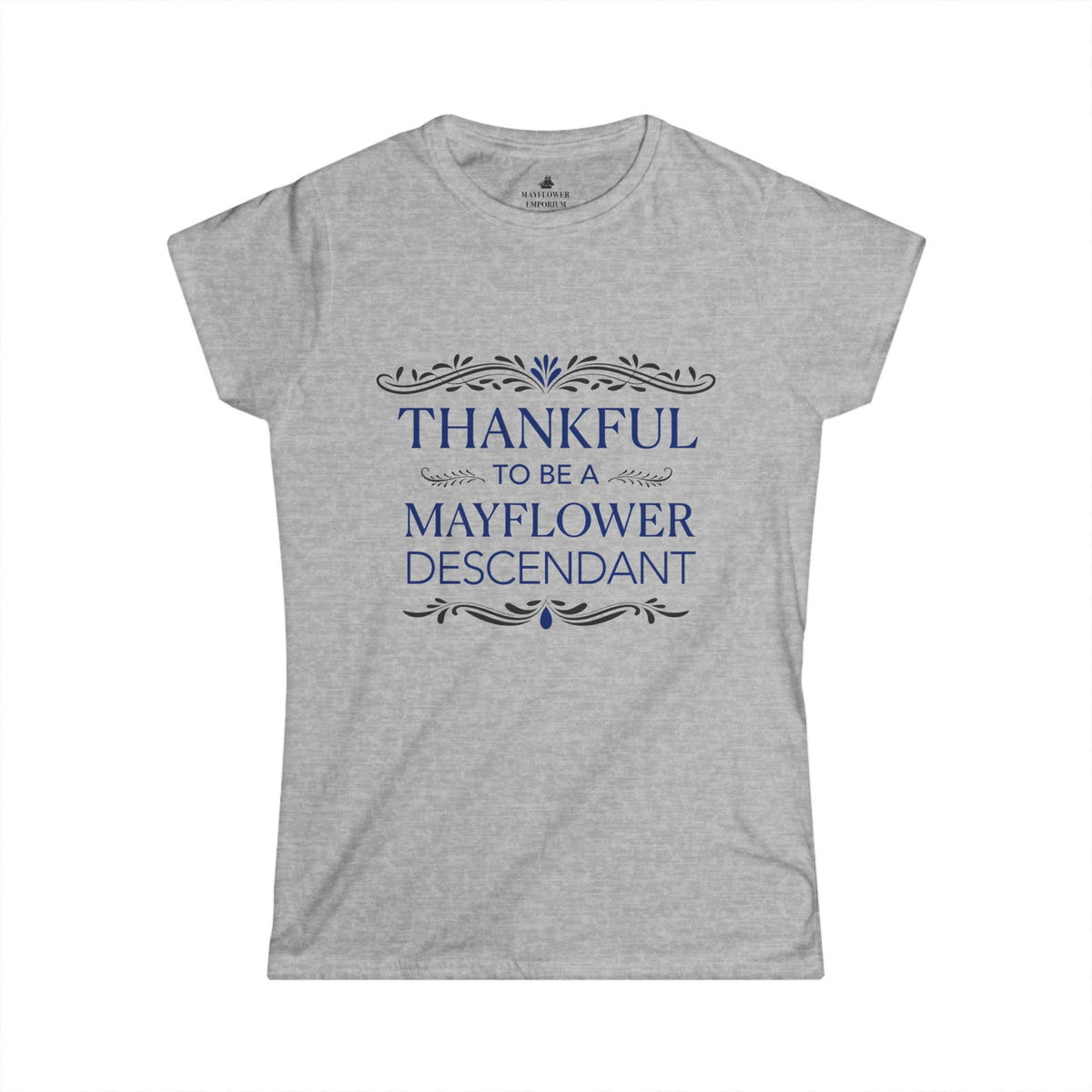 Women's Mayflower Descendant Tee with a Thankful Message - Extra Large Sizes