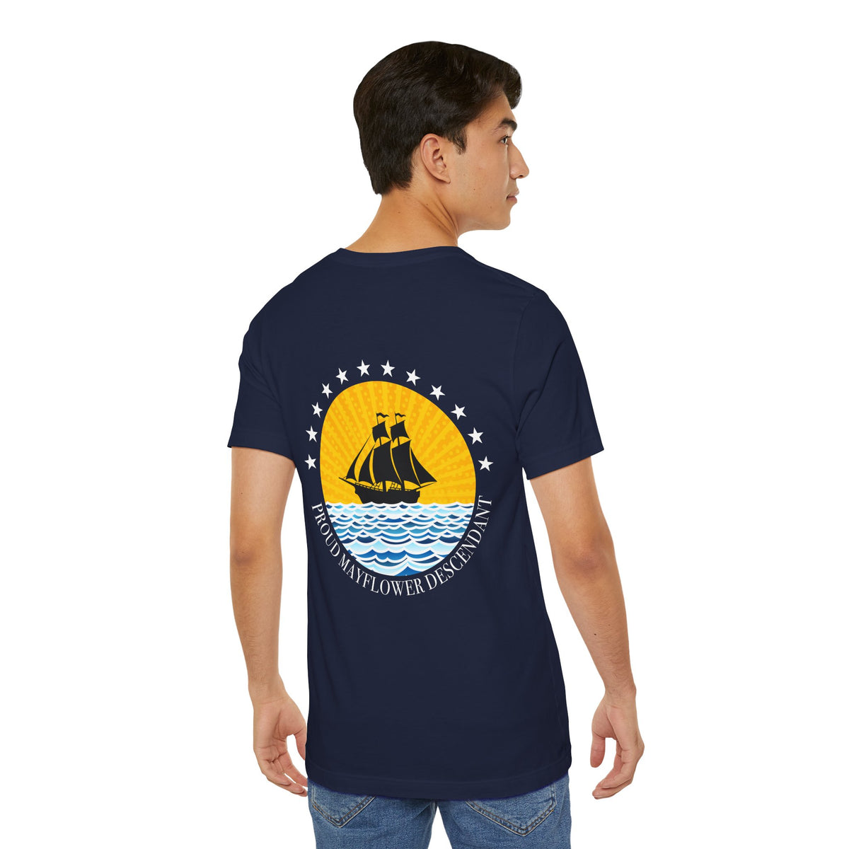 Proud Mayflower Descendant Crewneck Tee - Extra Large Sizes