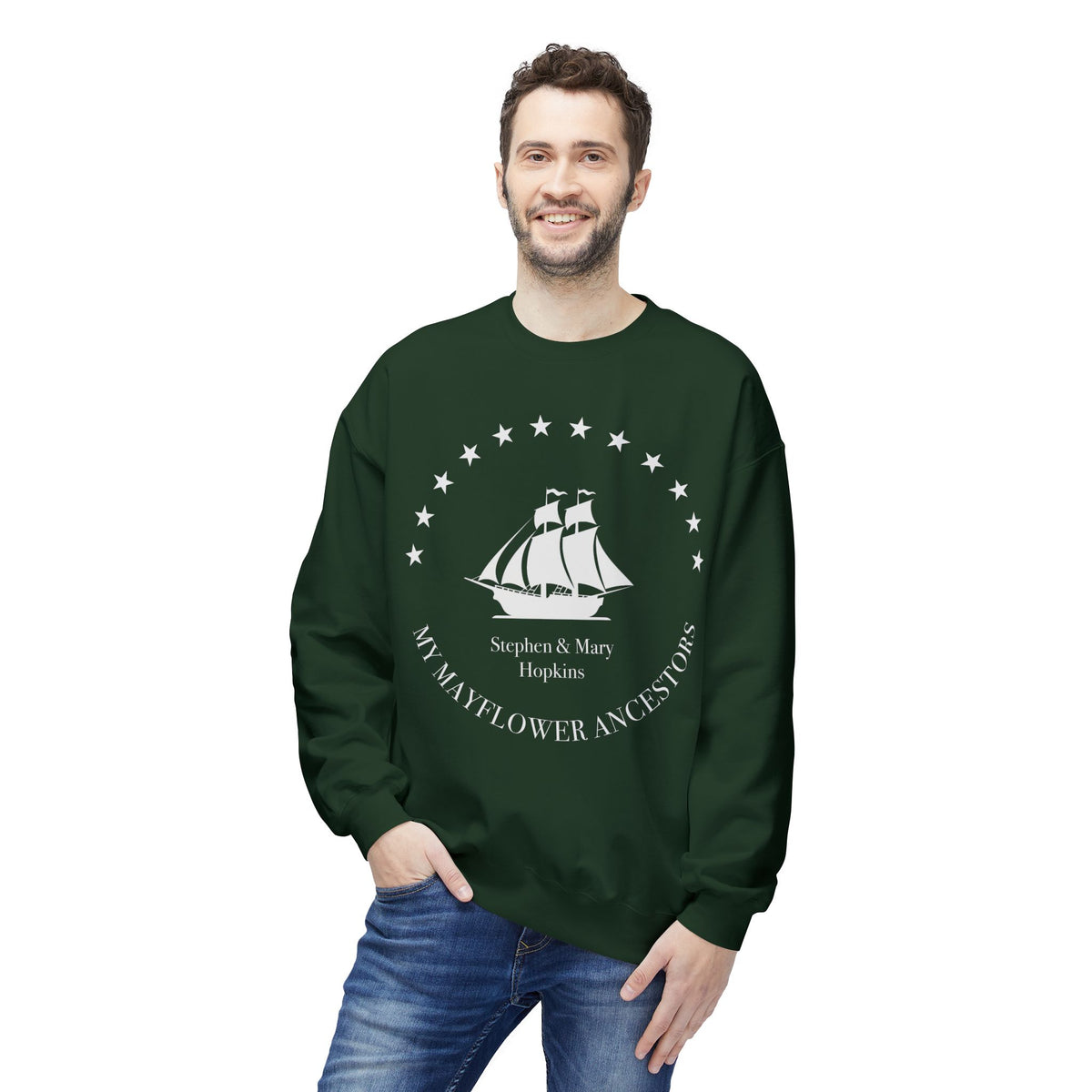 Mayflower Ancestors Sweatshirt — Hopkins Descendant, Extra Large Sizes