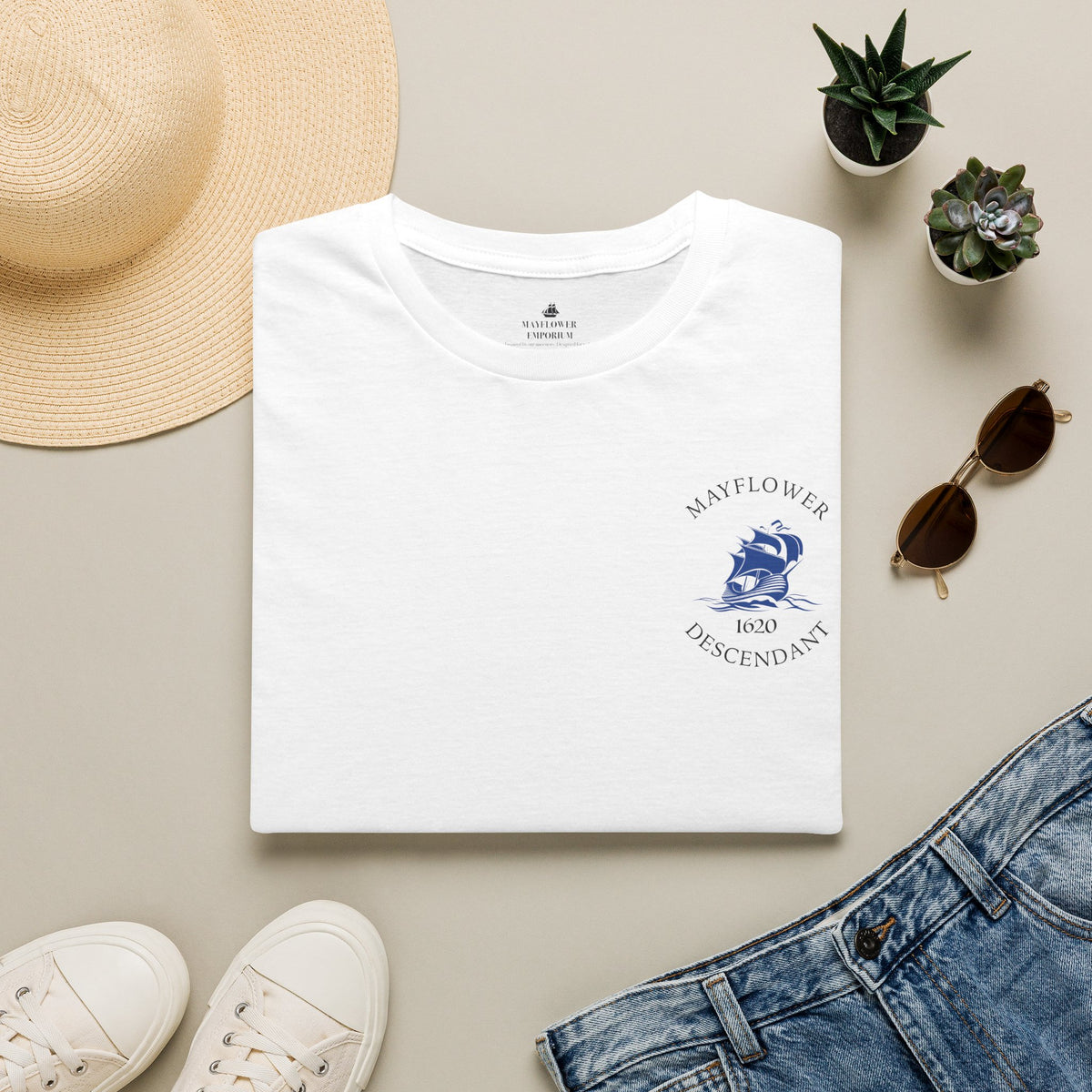 Mayflower 1620 Descendants Crew Tee Shirt