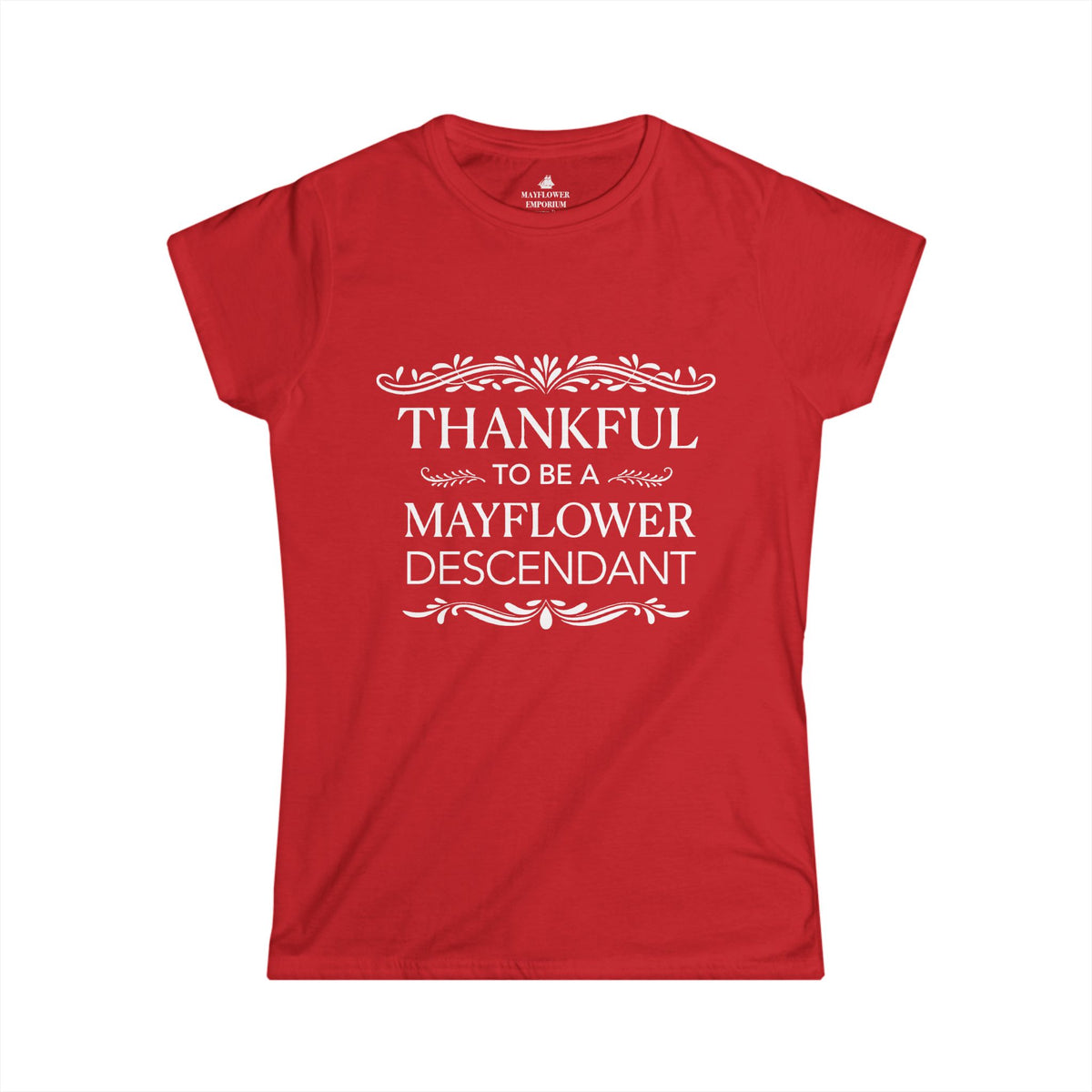 Women's Mayflower Descendant Tee with a Thankful Message - Extra Large Sizes