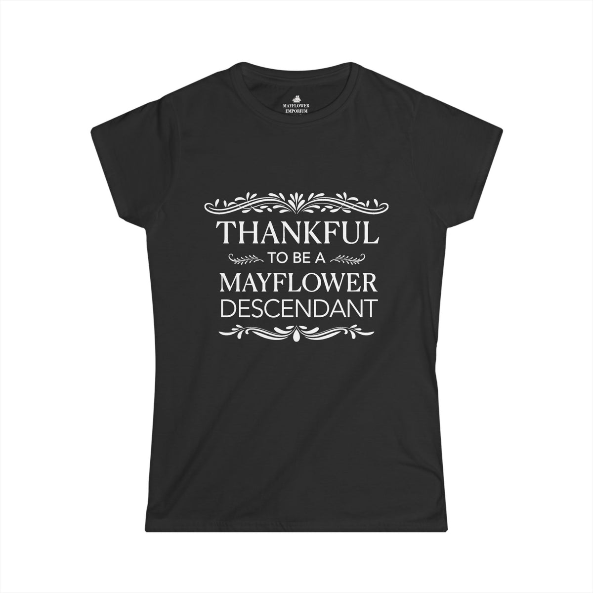 Women's Mayflower Descendant Tee with a Thankful Message - Extra Large Sizes