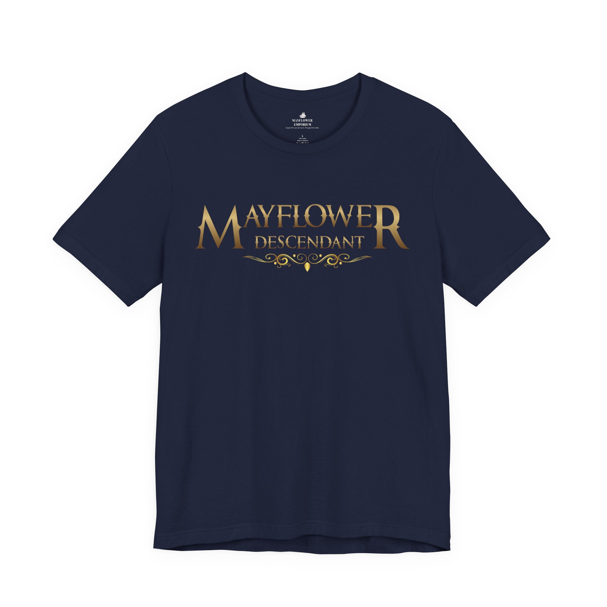 Mayflower Descendant T‑Shirt — Framed in Gold