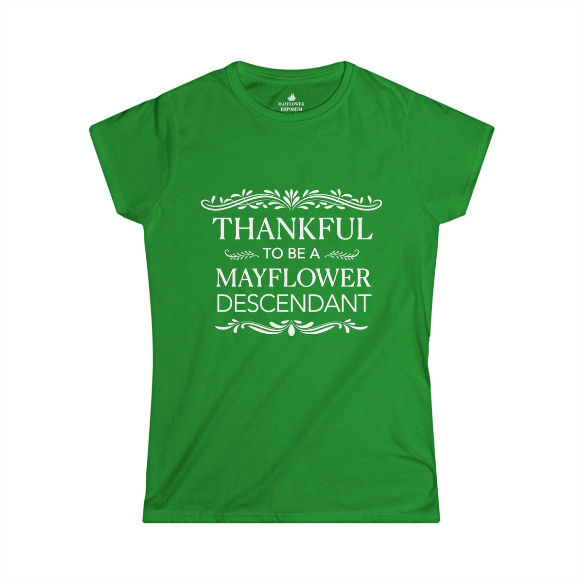 Women's Mayflower Descendant Tee with a Thankful Message - Extra Large Sizes