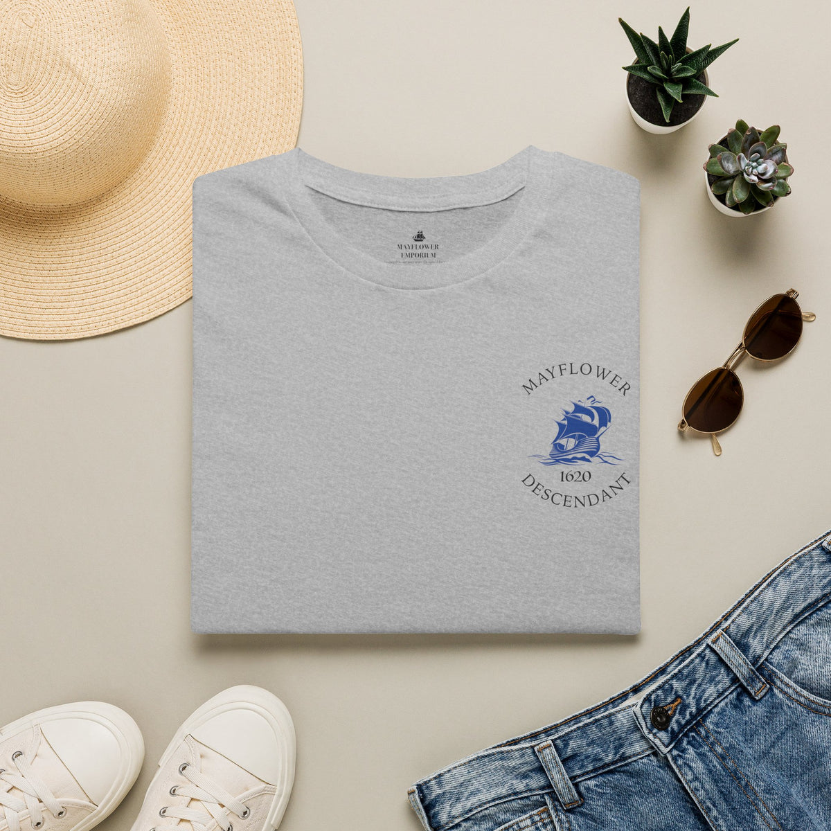Mayflower 1620 Descendants Crew Tee Shirt