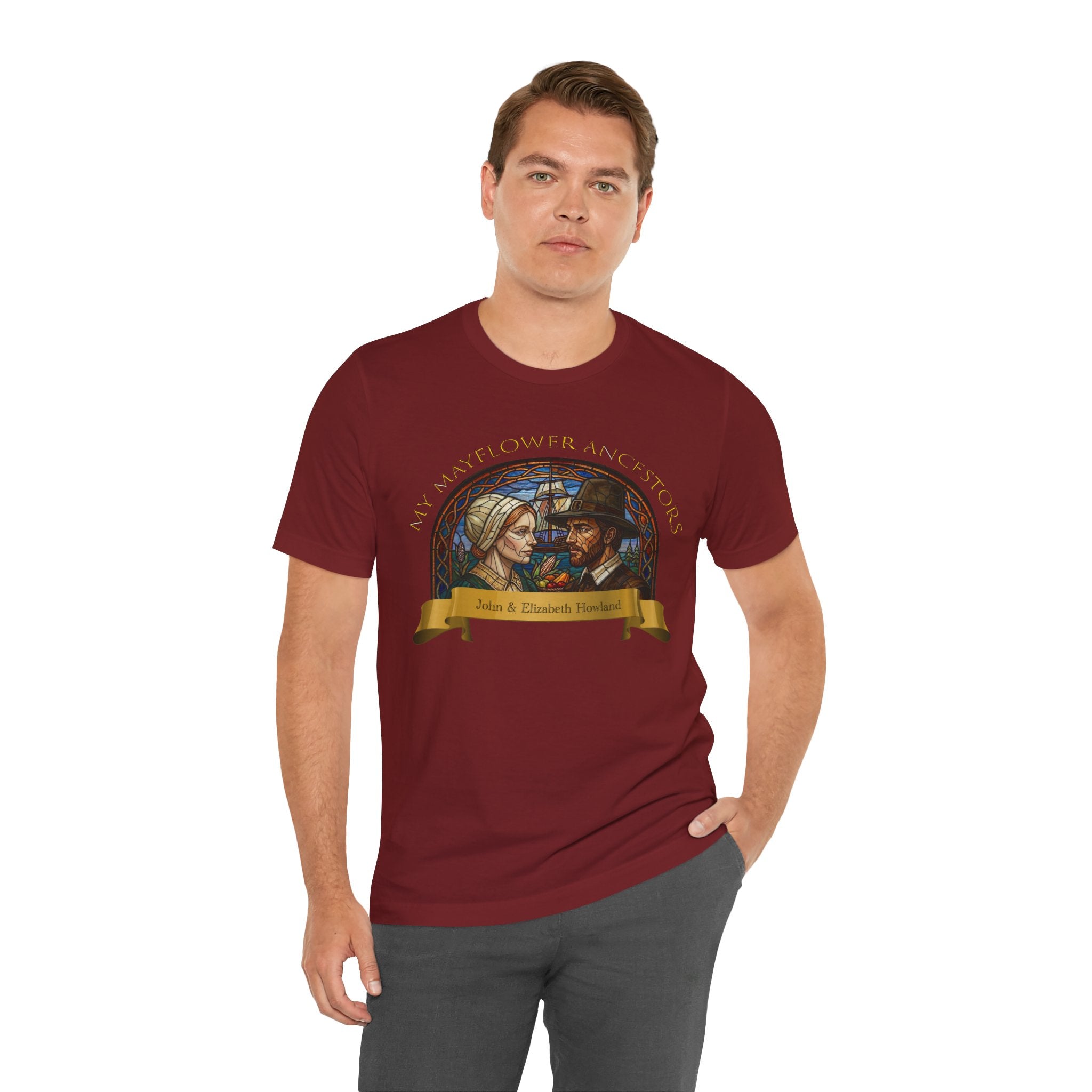 Mayflower Pilgrim “Stained Glass” Tee — John and Elizabeth Howland