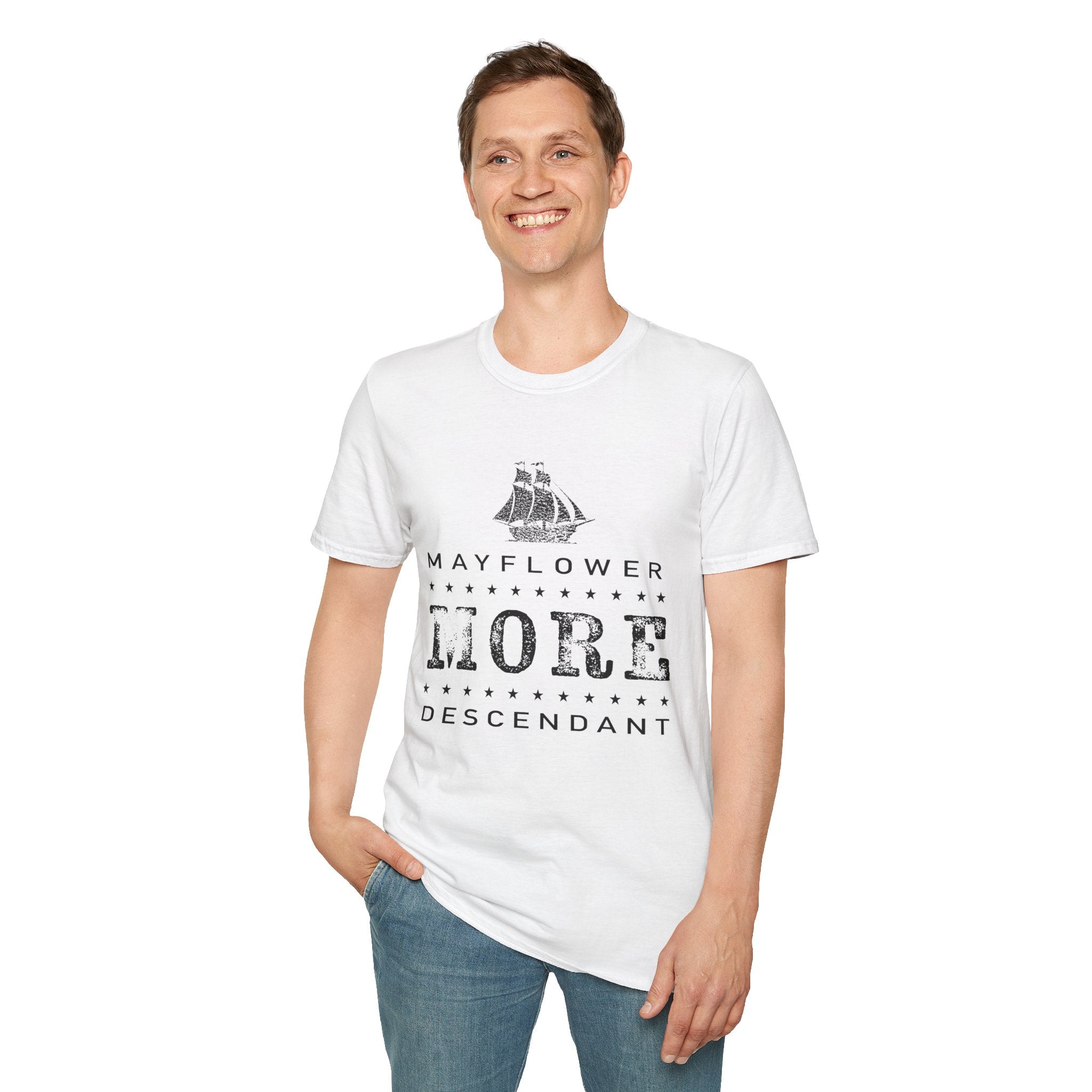 Mayflower Tee with Distressed Vintage Motif | More Lineage