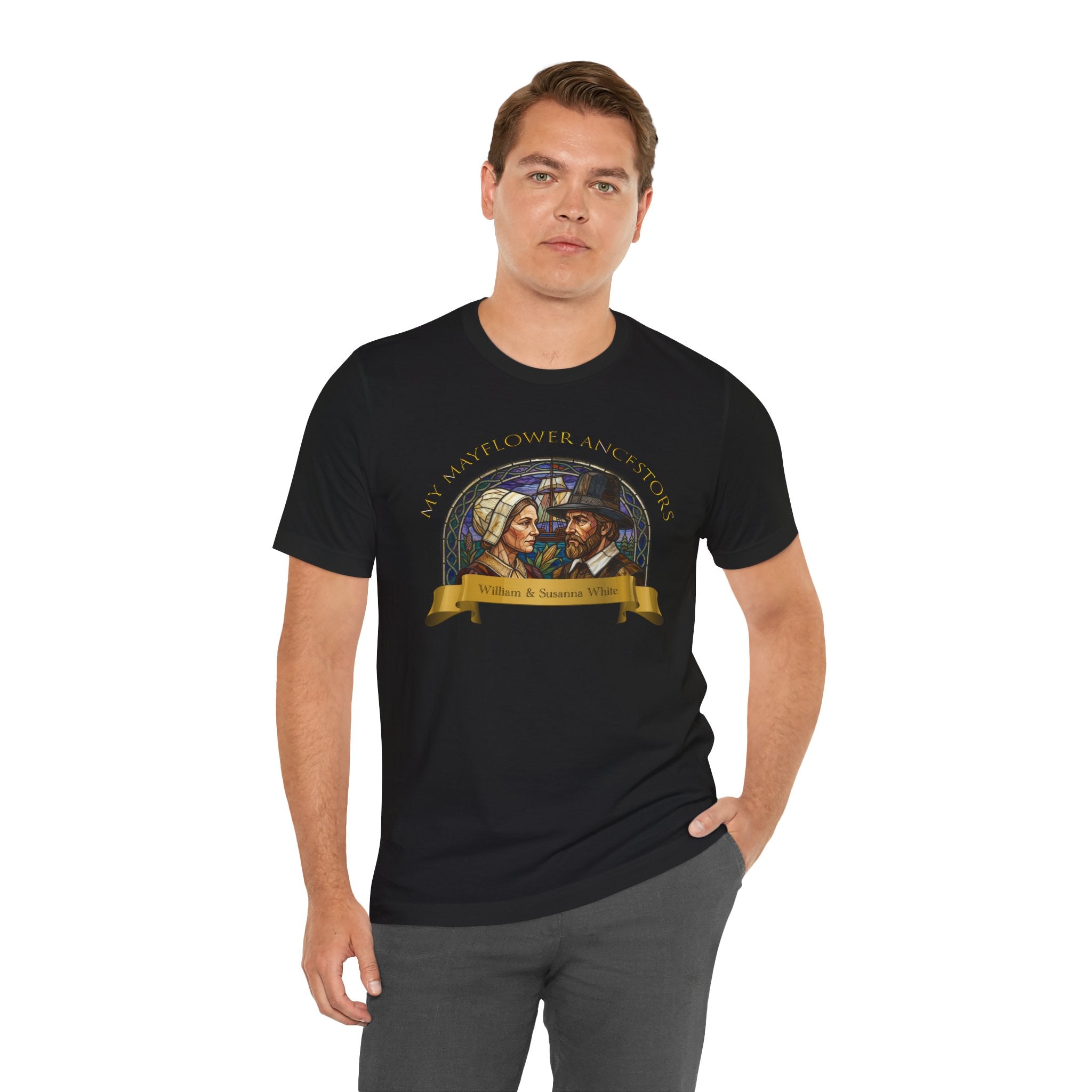 Mayflower Pilgrim “Stained Glass” Tee — William and Susanna White