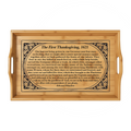 Engraved Bamboo Serving Tray — 'The First Thanksgiving, 1621' Decorative Hostess Tray