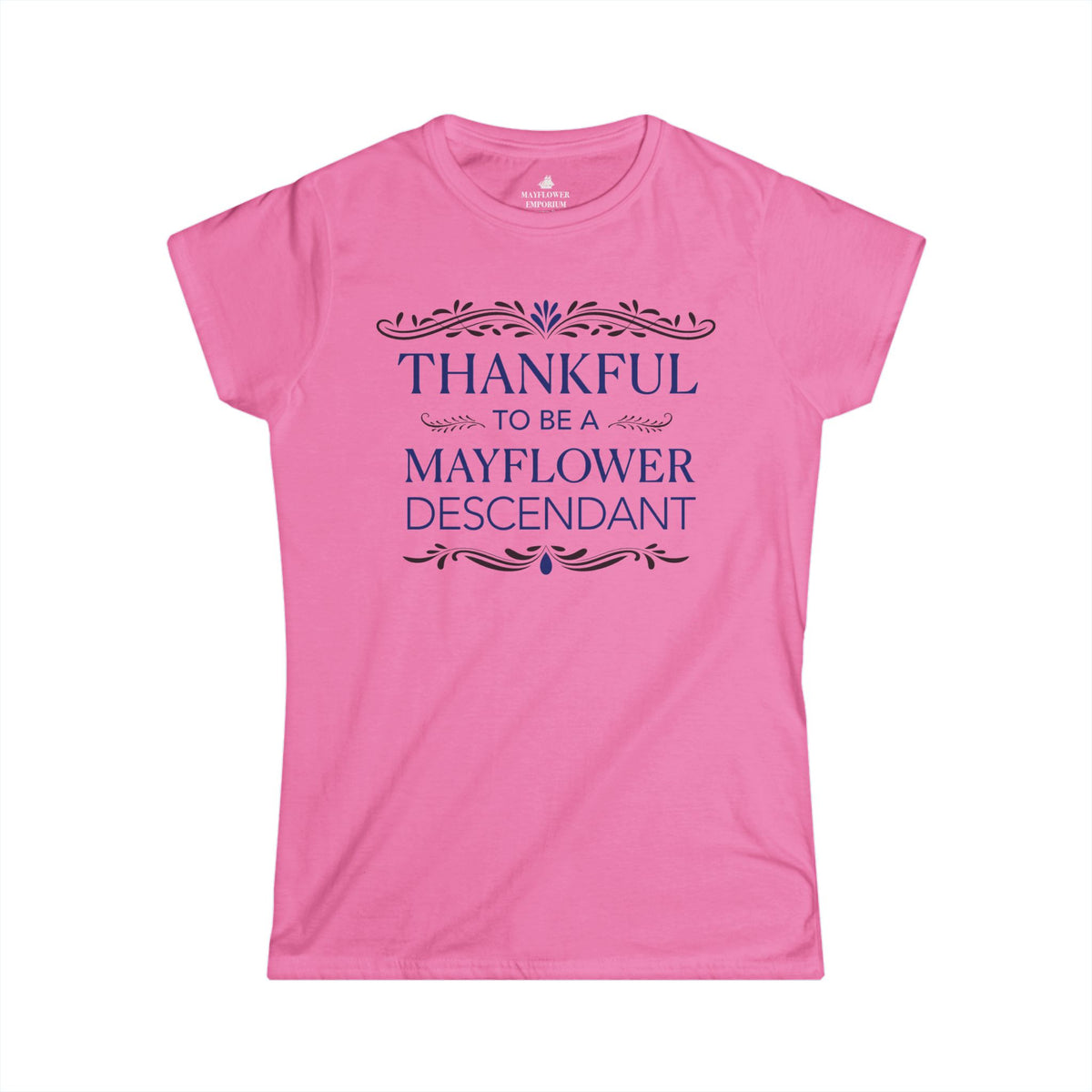 Women's Mayflower Descendant Tee with a Thankful Message - Extra Large Sizes