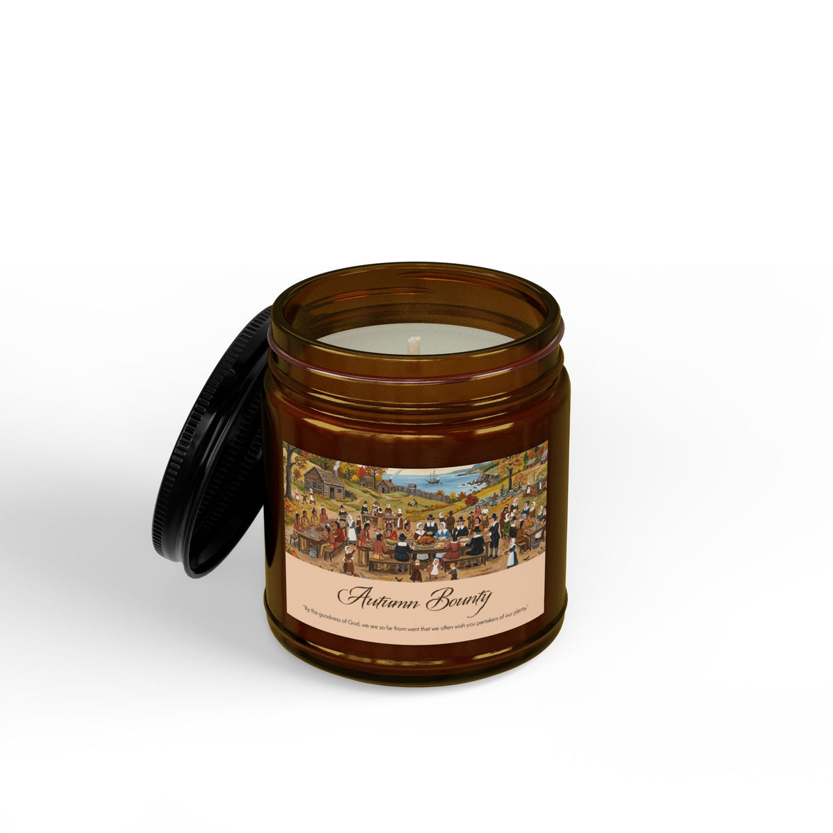 Autumn Bounty Scented Soy Candle (4oz & 9oz) — Amber Jar with Black Lid