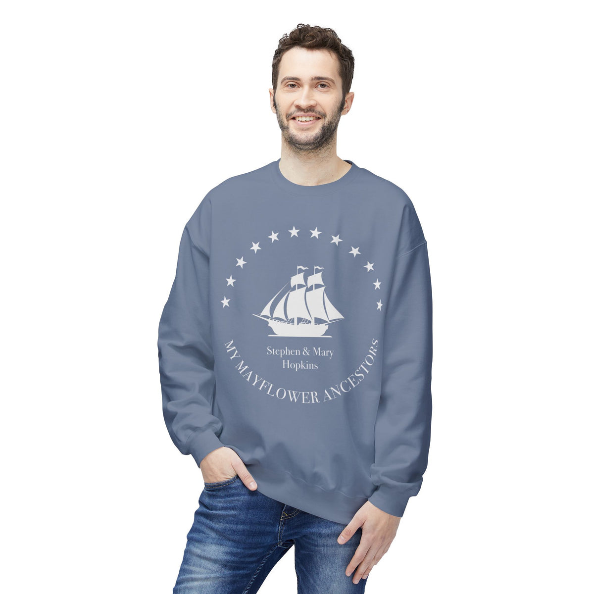 Mayflower Ancestors Sweatshirt — Hopkins Descendant, Extra Large Sizes