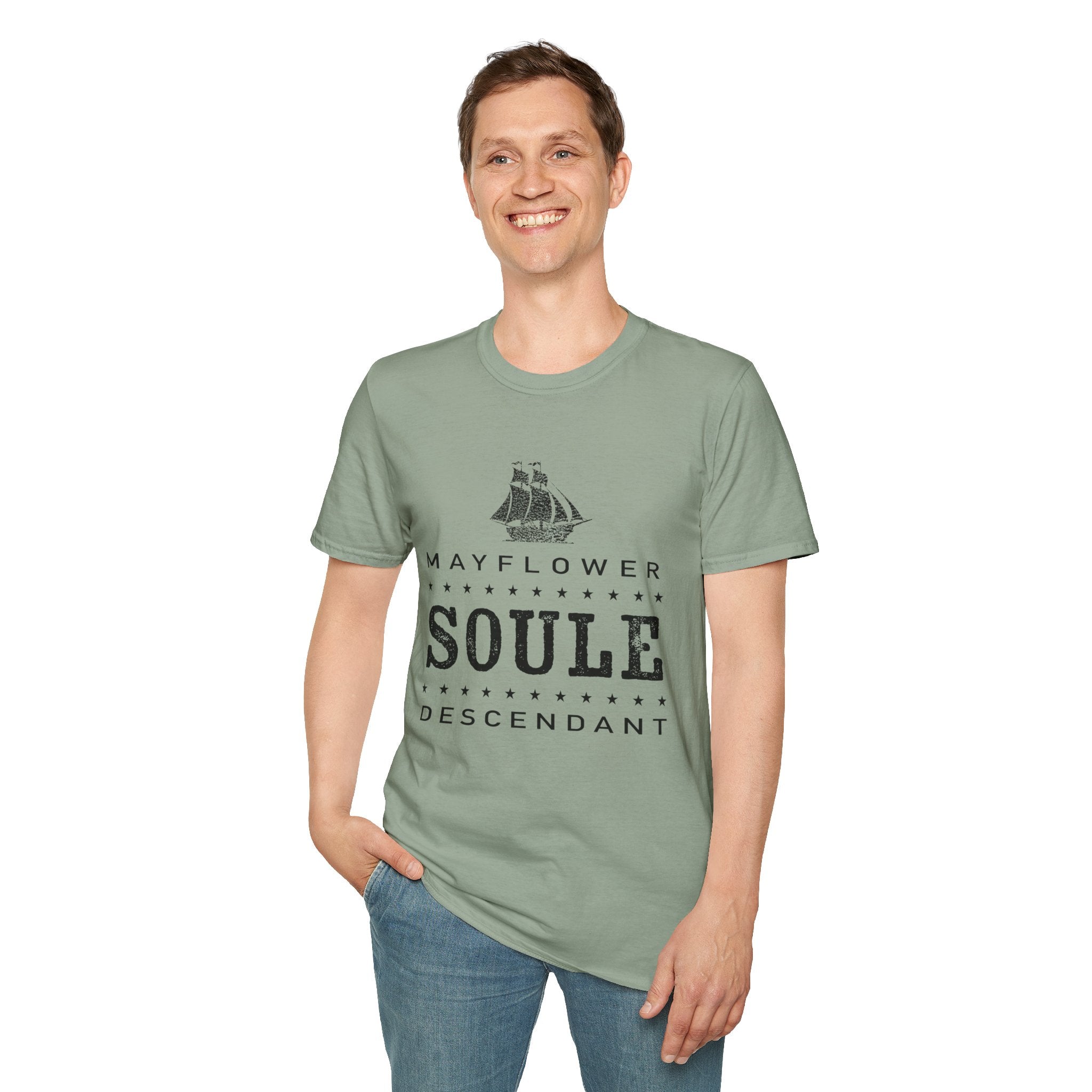 Mayflower Tee with Distressed Vintage Motif | Soule Lineage