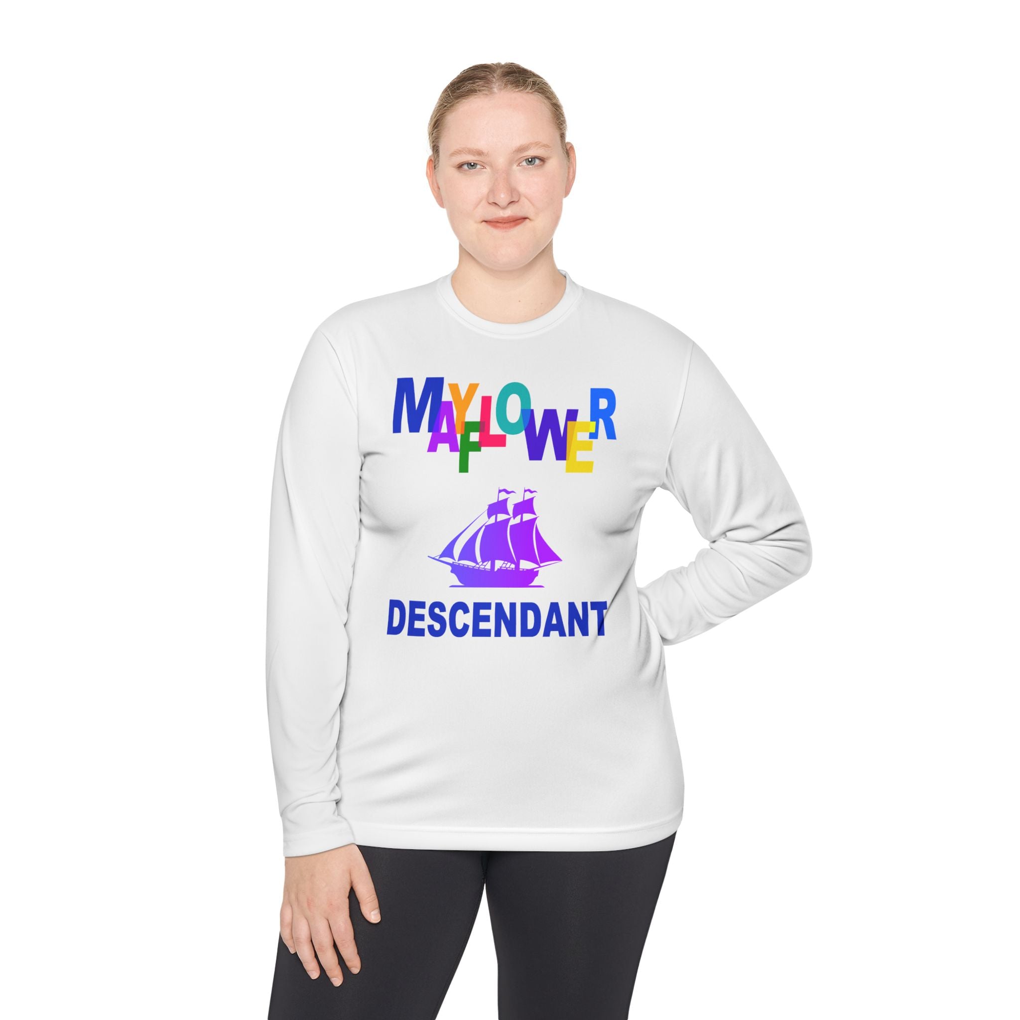 Mayflower Descendant Long Sleeve Tee — Colorful Heritage Design