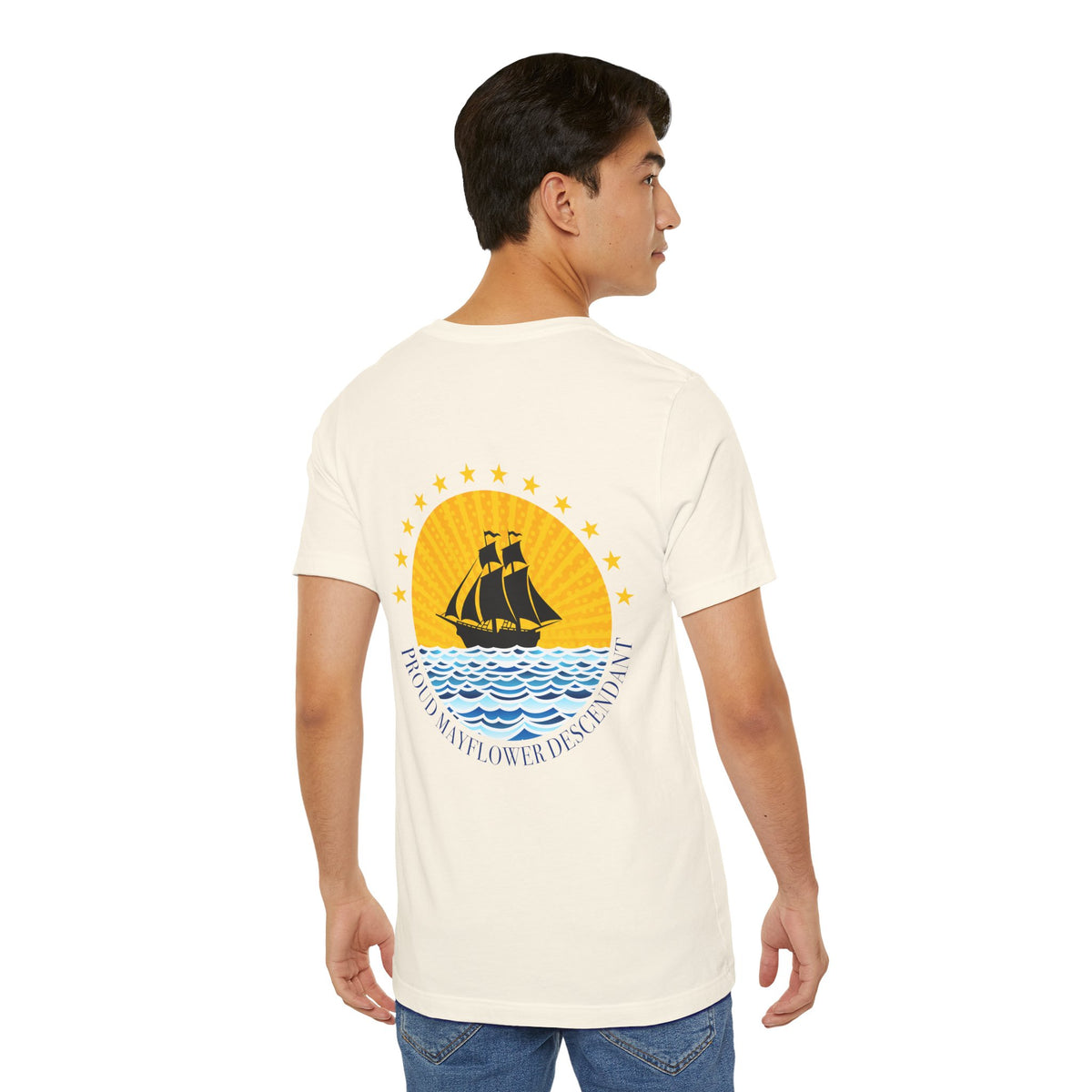 Proud Mayflower Descendant Crewneck Tee - Extra Large Sizes