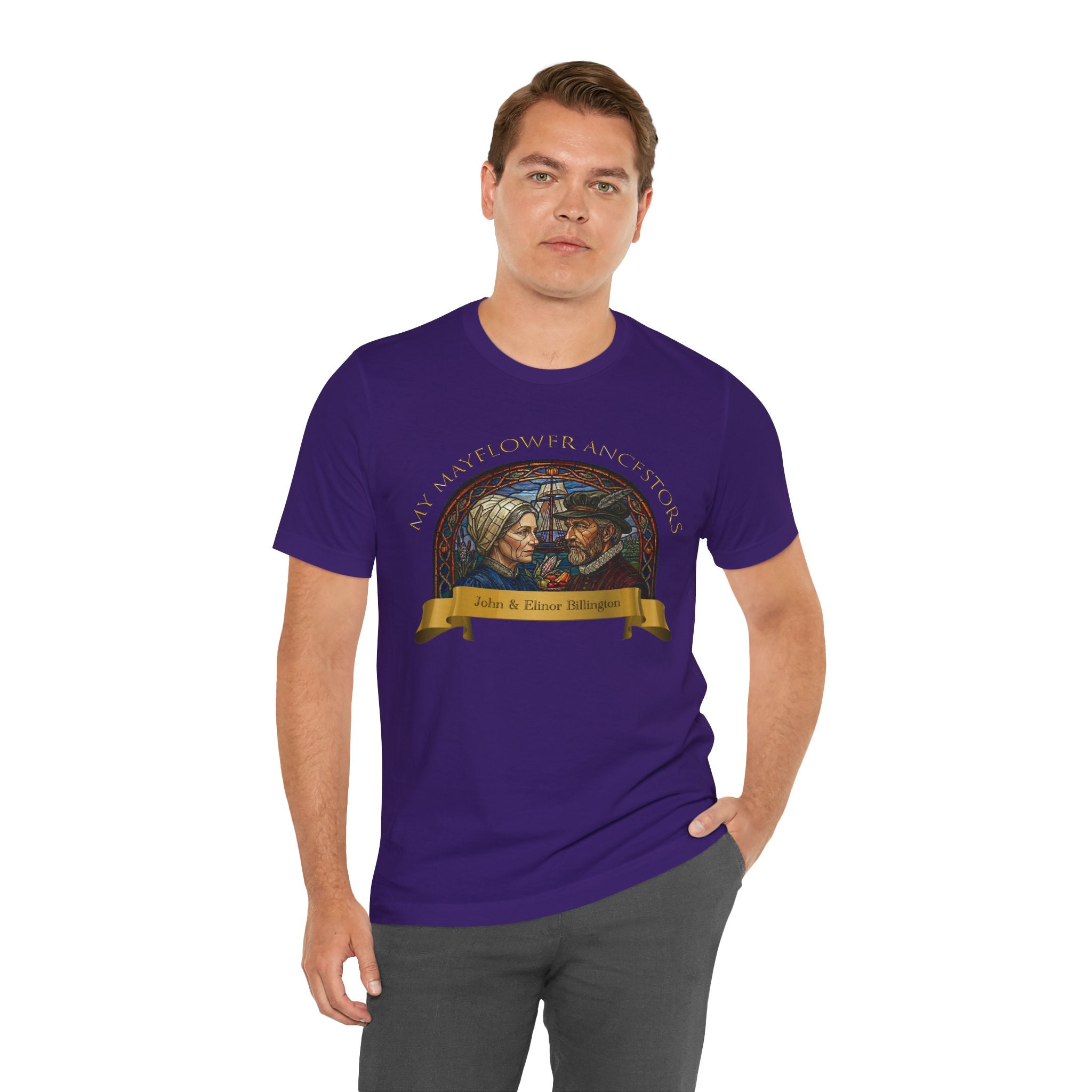Mayflower Pilgrim “Stained Glass” Tee — Francis and Elinor Billington