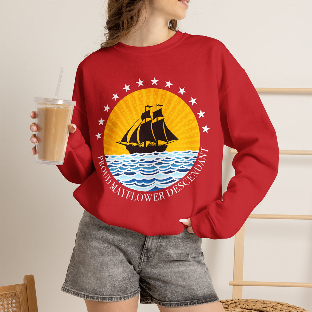 Proud Mayflower Descendant Crewneck Sweatshirt — Extra Large Sizes