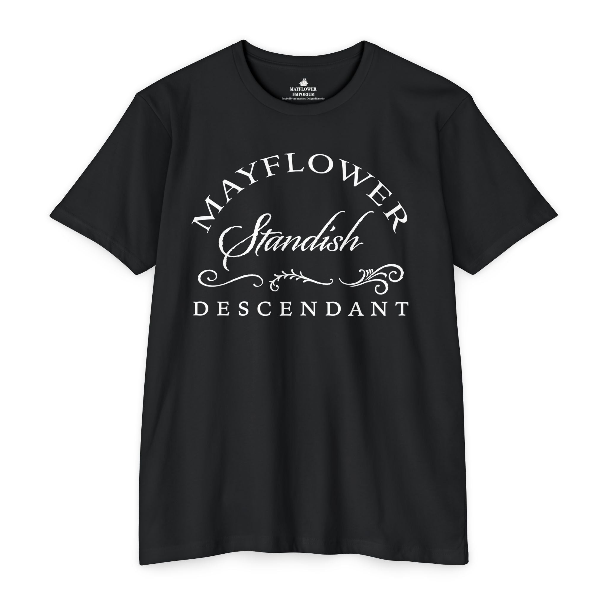 Mayflower Surname T-shirt | Antique Script with Graceful Flourishes