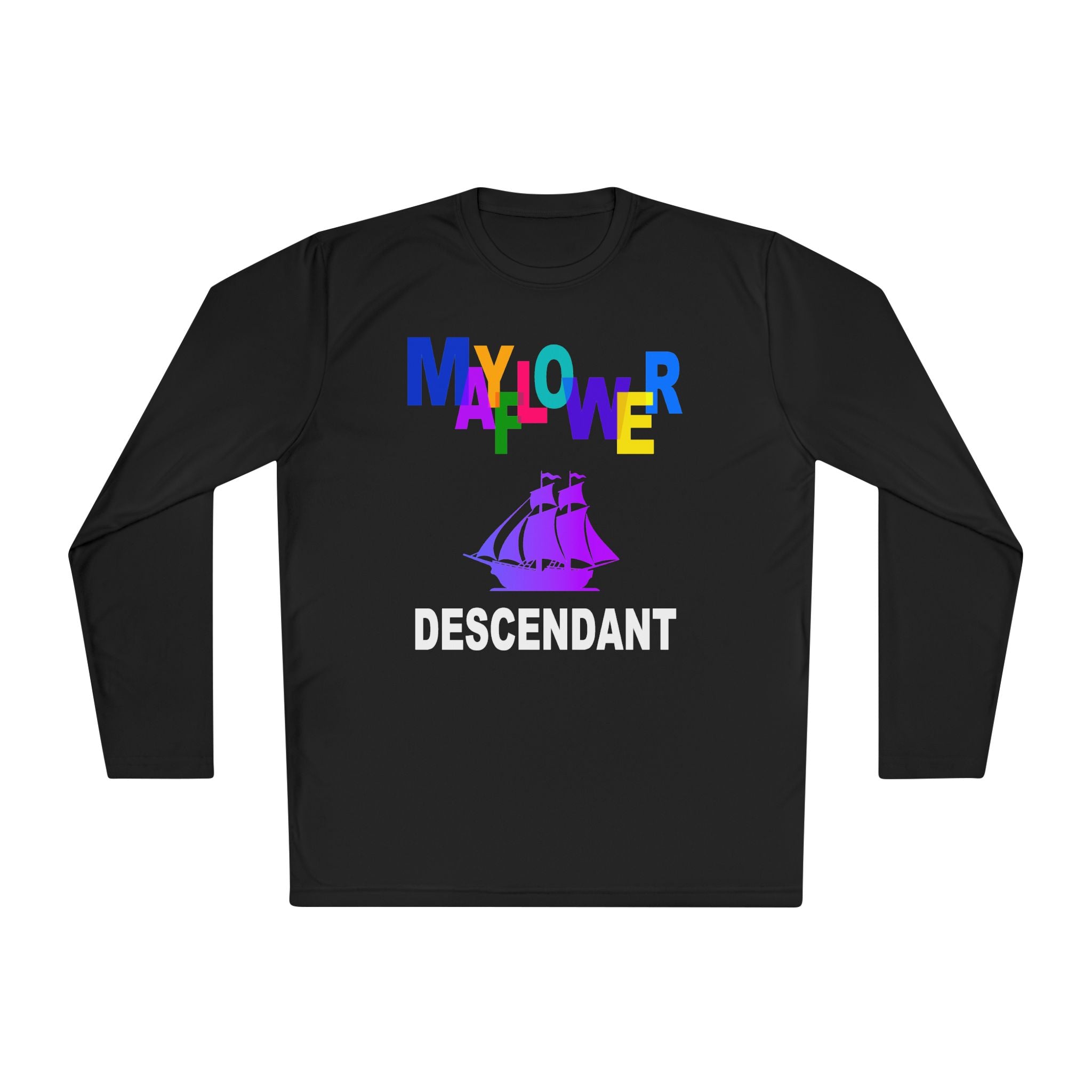 Mayflower Descendant Long Sleeve Tee — Colorful Heritage Design