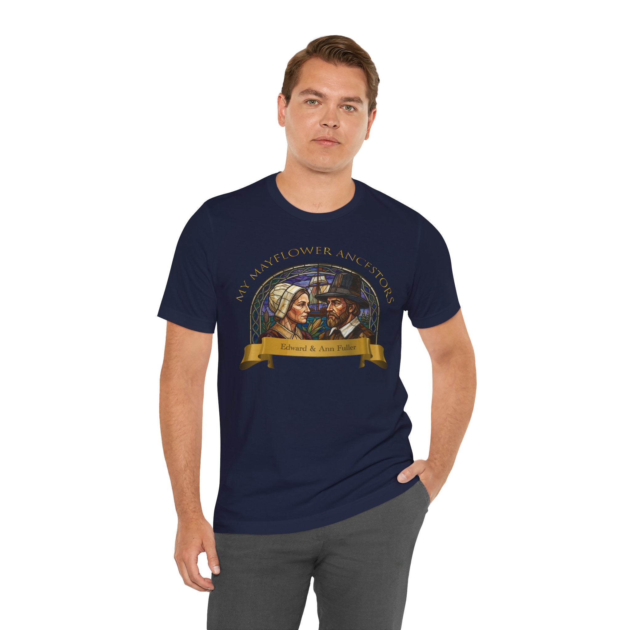 Mayflower Pilgrim “Stained Glass” Tee — Edward and Ann Fuller