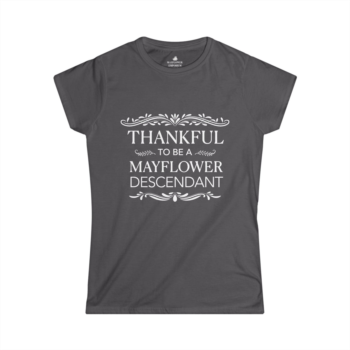 Women's Mayflower Descendant Tee with a Thankful Message - Extra Large Sizes