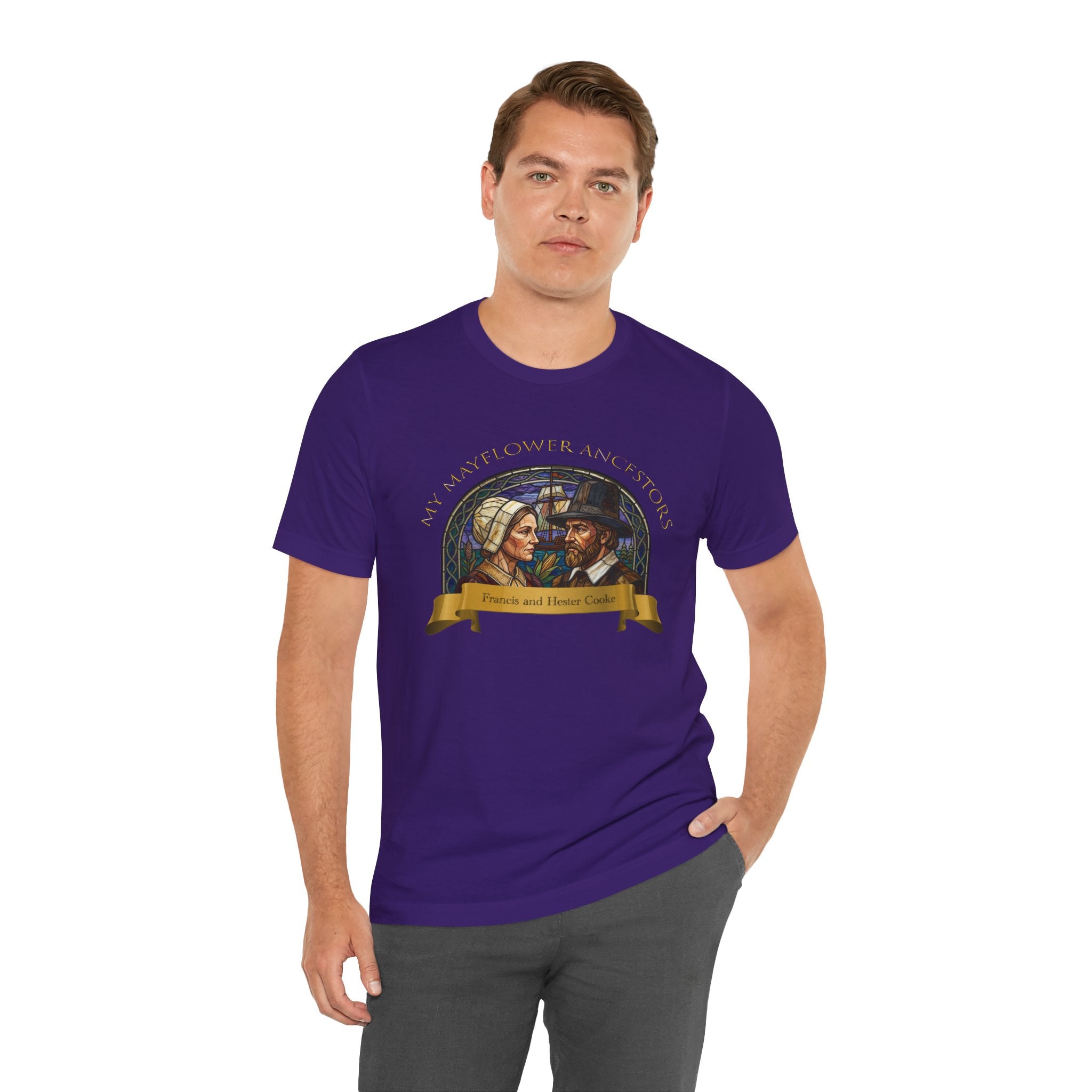 Mayflower Pilgrim “Stained Glass” Tee — Francis and Hester Cooke