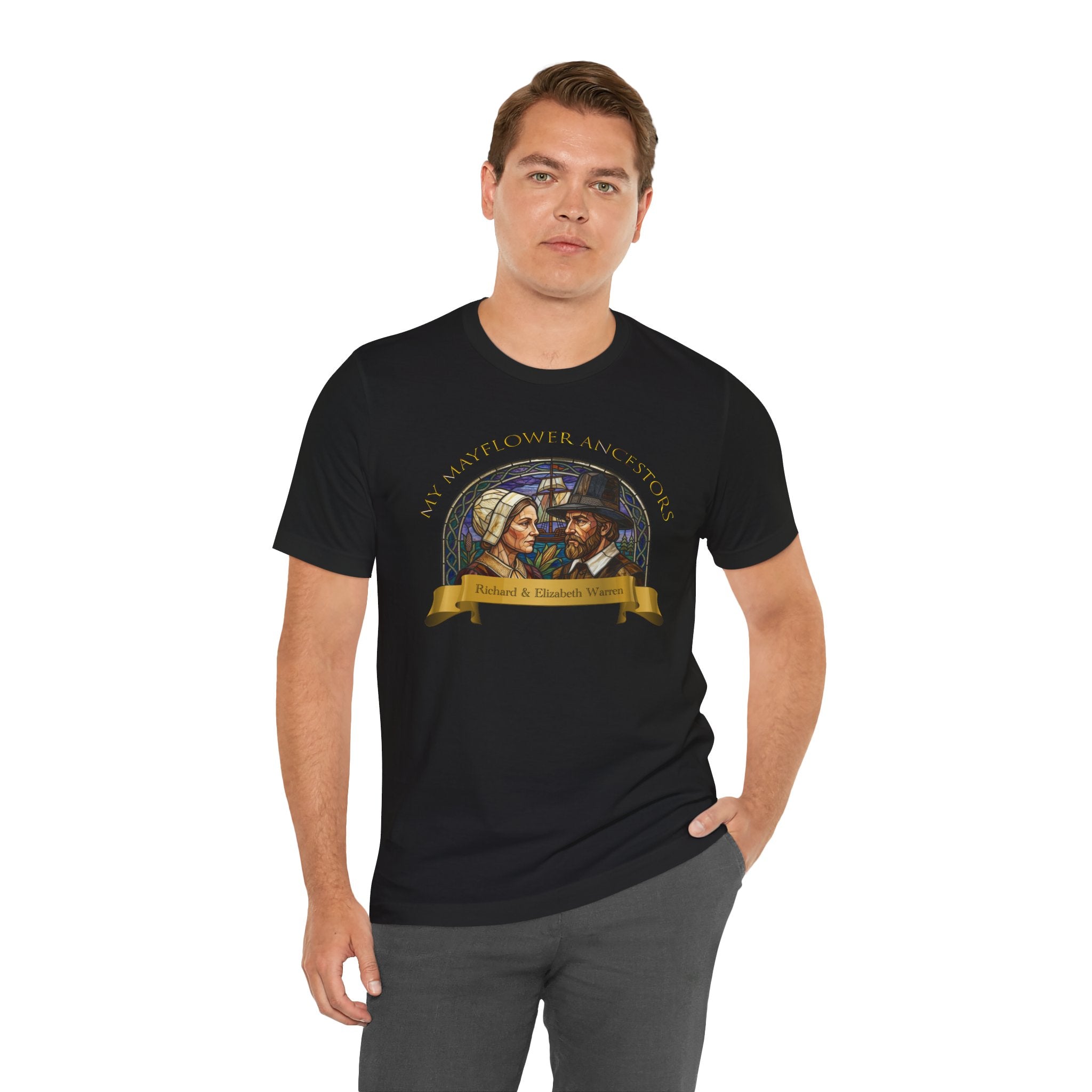 Mayflower Pilgrim “Stained Glass” Tee — Richard and Elizabeth Warren