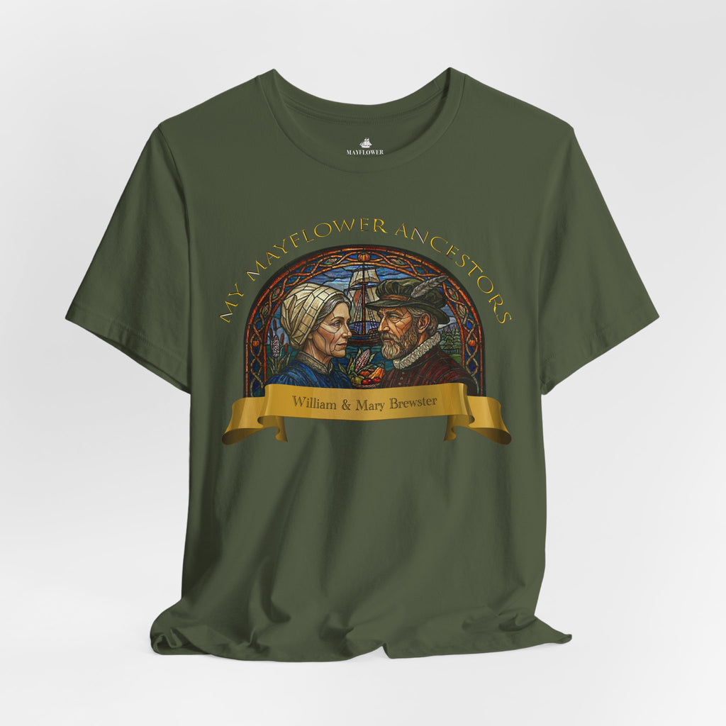 Mayflower Pilgrim “Stained Glass” Tee — William and Mary Brewster