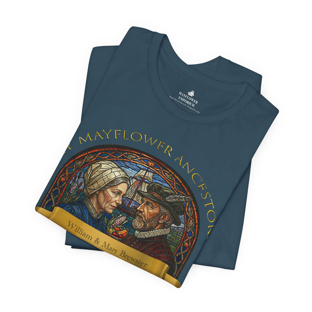 Mayflower Pilgrim “Stained Glass” Tee — William and Mary Brewster