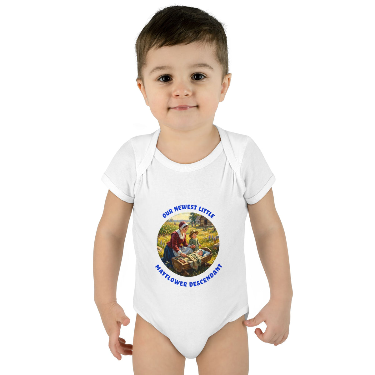 Infant Boy's Mayflower Descendant Bodysuit — “Our Newest Little Mayflower Descendant”