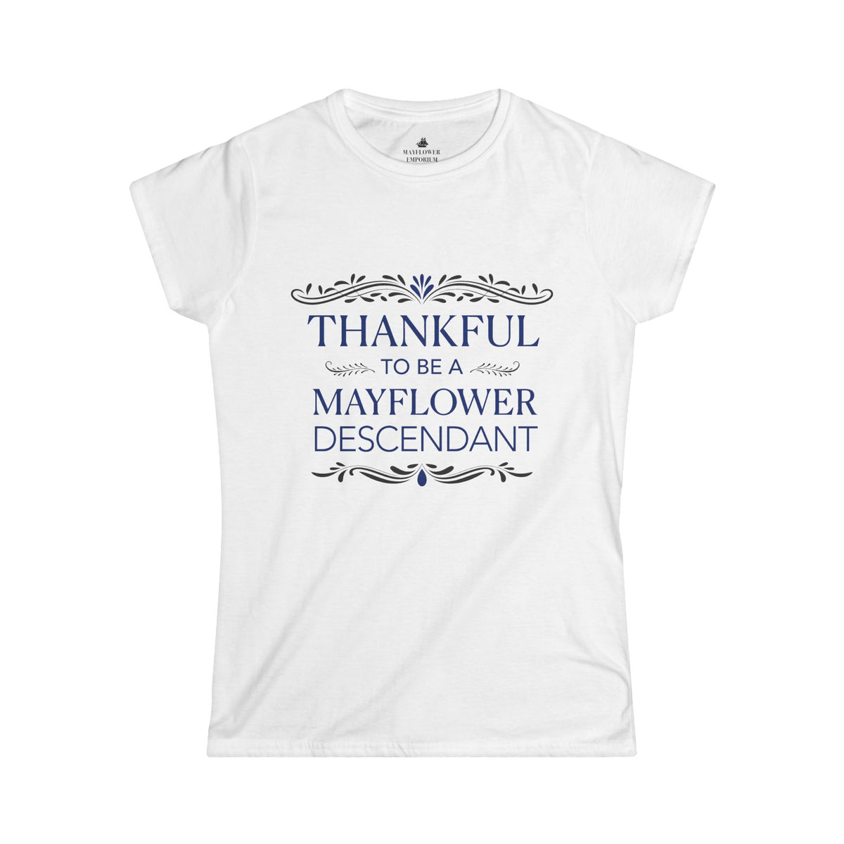 Women's Mayflower Descendant Tee with a Thankful Message - Extra Large Sizes
