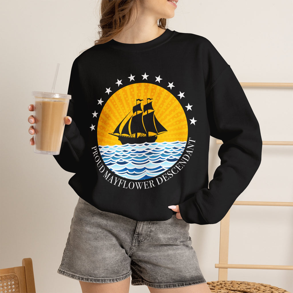 Proud Mayflower Descendant Crewneck Sweatshirt — Extra Large Sizes